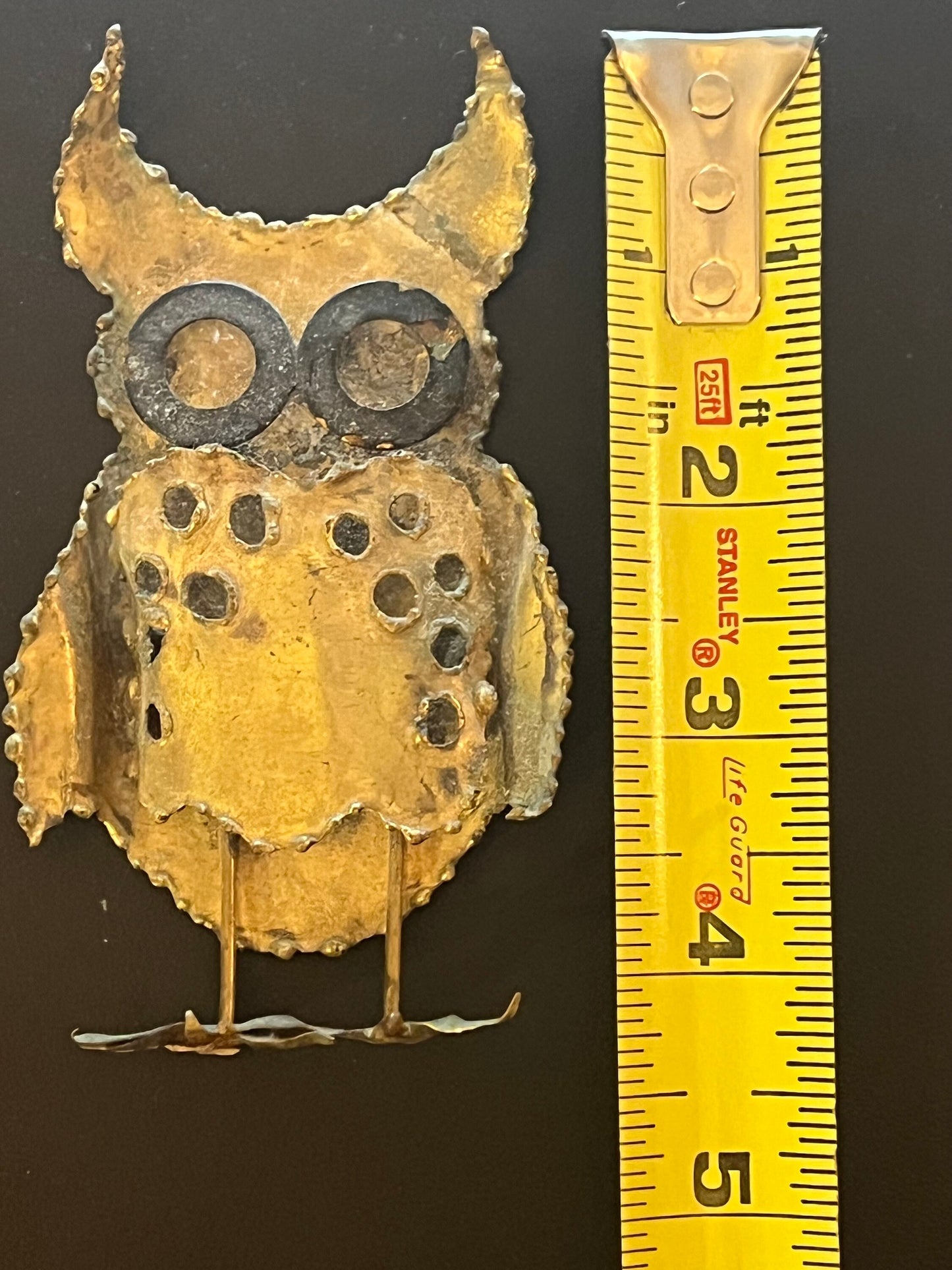 Vintage Owl Metal Art, Signed J. Spivey Metal Standing Owl, Mid Century Brutalist Owl, Owl Metal Art, Metal Owl, Lover Antiques and Vintage