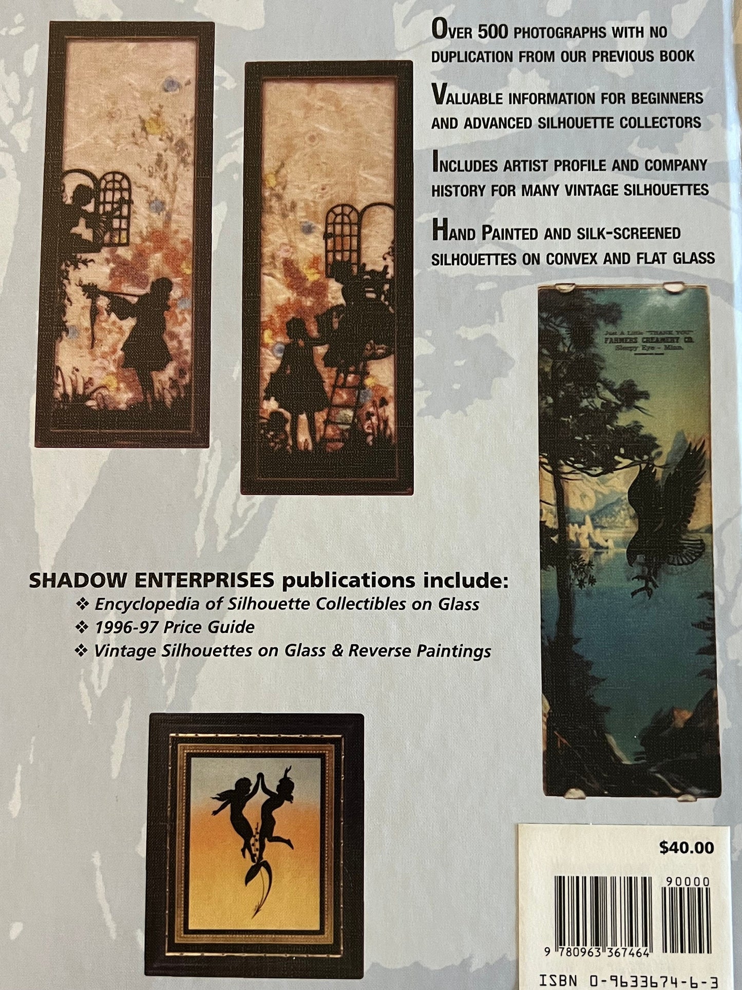 Vintage Silhouettes on Glass & Reverse Paintings Book, by Shirley Mace, Lover Antiques and Vintage