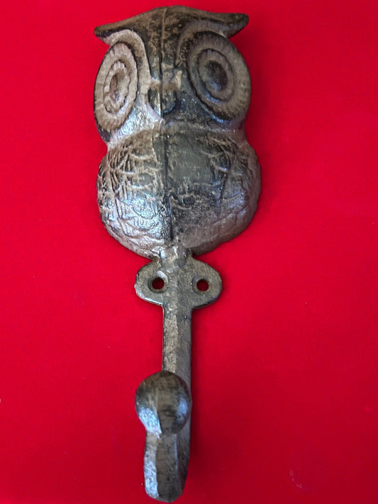 Vintage Owl Cast Iron Single Hook Coat Hanger, Owl Wall Rack, Lover Antiques and Vintage