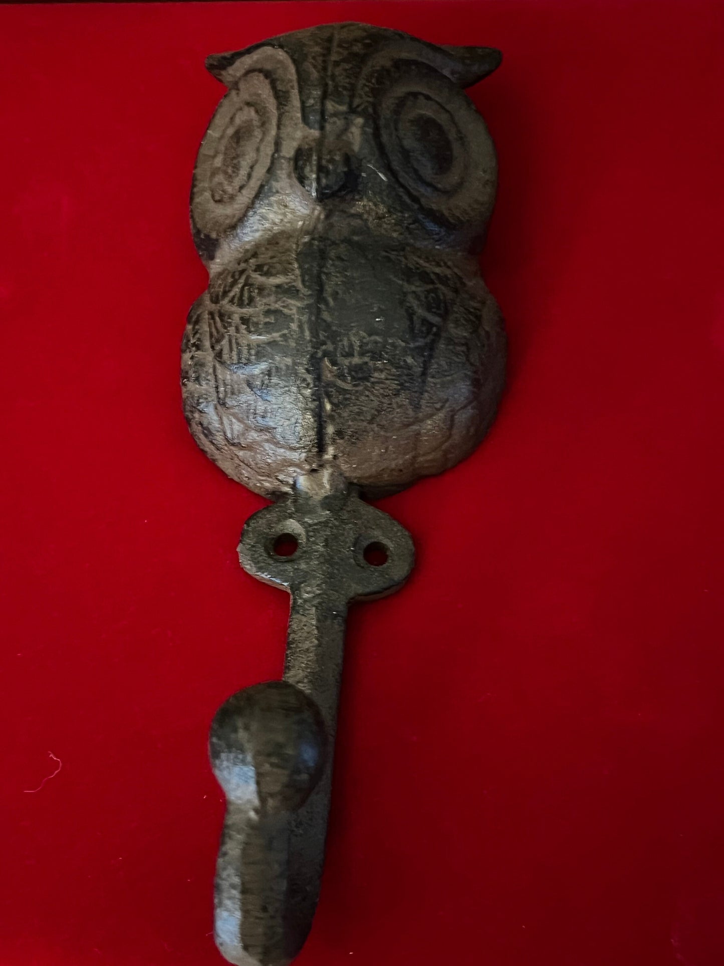 Vintage Owl Cast Iron Single Hook Coat Hanger, Owl Wall Rack, Lover Antiques and Vintage