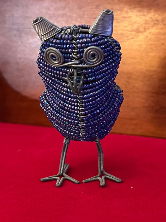Vintage Beaded Paper Clip Art Owl Figurine, Owl Statue Made of Paper Clips, Owl Art, Lover Antiques and Vintage