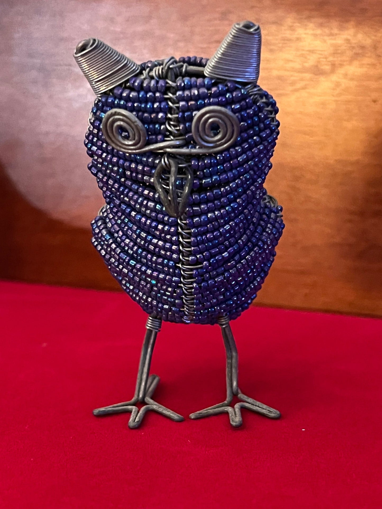 Vintage Beaded Paper Clip Art Owl Figurine, Owl Statue Made of Paper Clips, Owl Art, Lover Antiques and Vintage