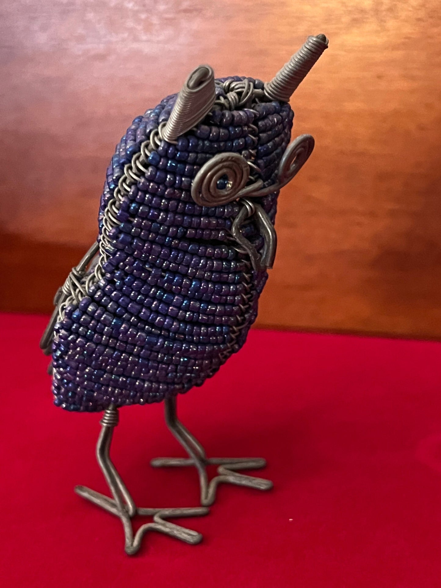 Vintage Beaded Paper Clip Art Owl Figurine, Owl Statue Made of Paper Clips, Owl Art, Lover Antiques and Vintage