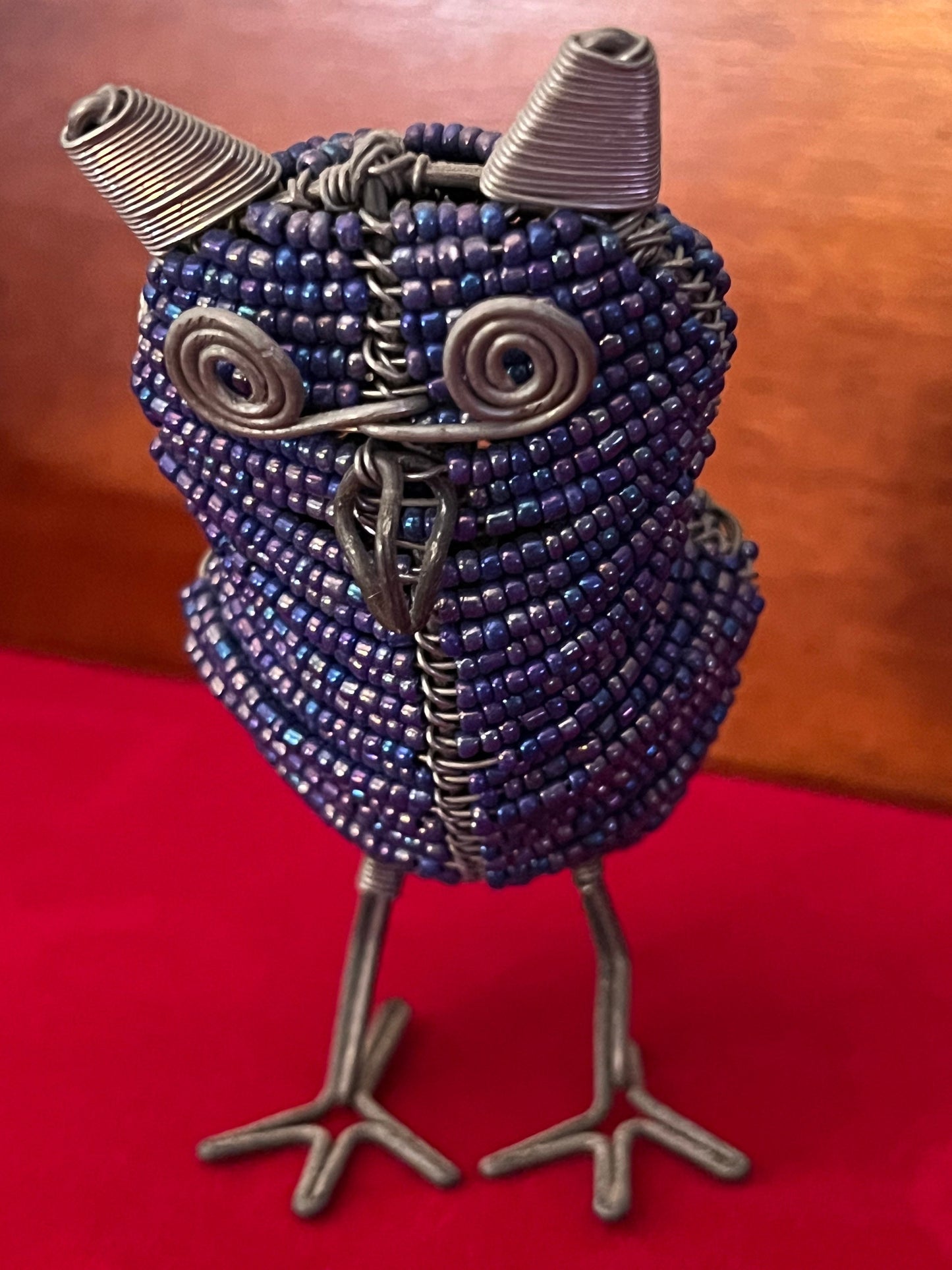 Vintage Beaded Paper Clip Art Owl Figurine, Owl Statue Made of Paper Clips, Owl Art, Lover Antiques and Vintage
