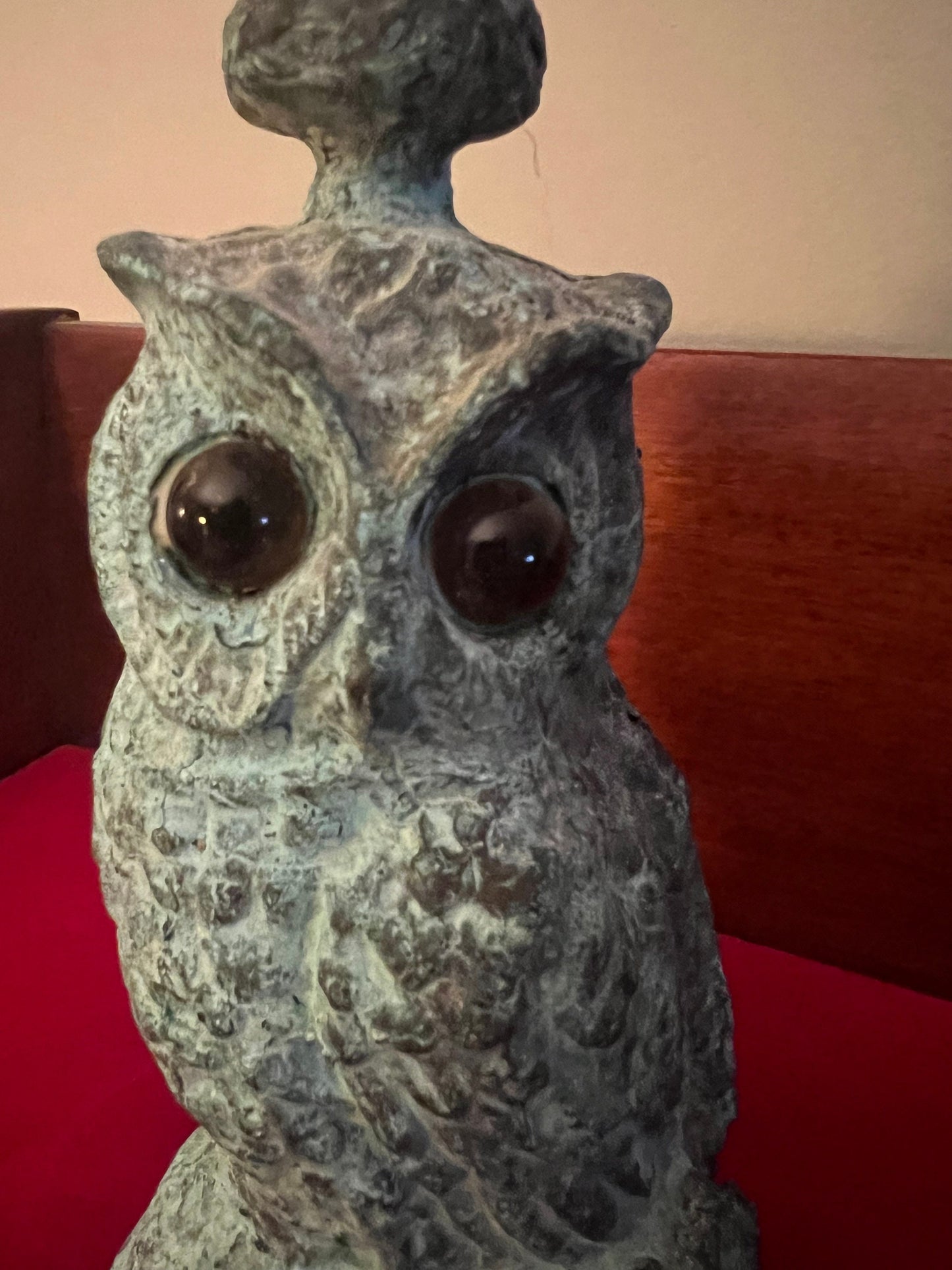Antique Cast Iron Owl Candle Holder Statue, Patina Cast Iron Owl Figurine, Lover Antiques and Vintage
