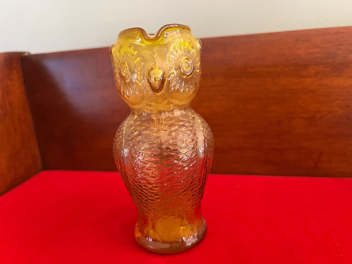 Vintage Amber Kanawha Owl Pitcher, Hand Blown Amber Owl Pitcher, Lover Antiques and Vintage