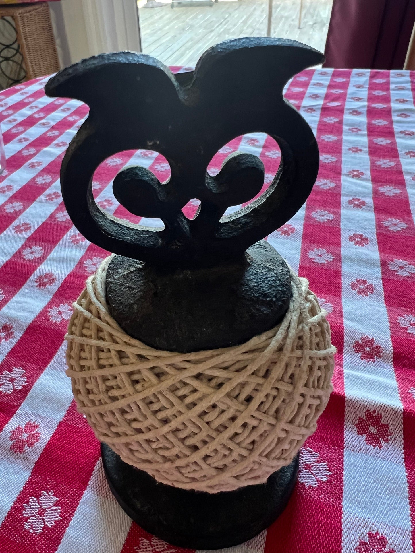 Vintage Owl Cast Iron String Yarn Holder, R. Welch Design, Victor England, String Stand, Lover Antiques and Vintage