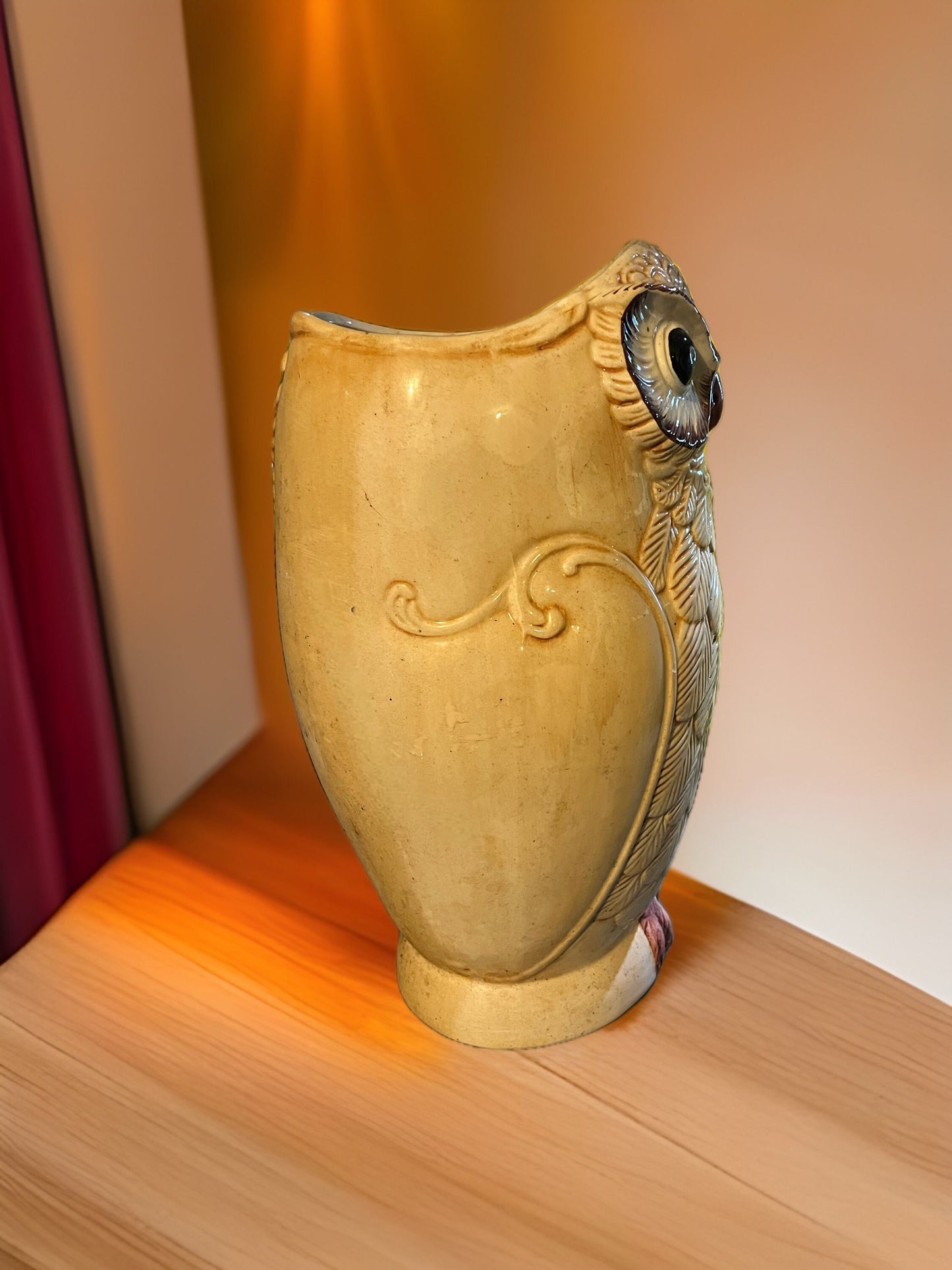 Vintage Porcelain Owl Umbrella Holder Stand, Signed Cosafina Made in Portugal, Unique Owl Holder, Lover Antiques and Vintage