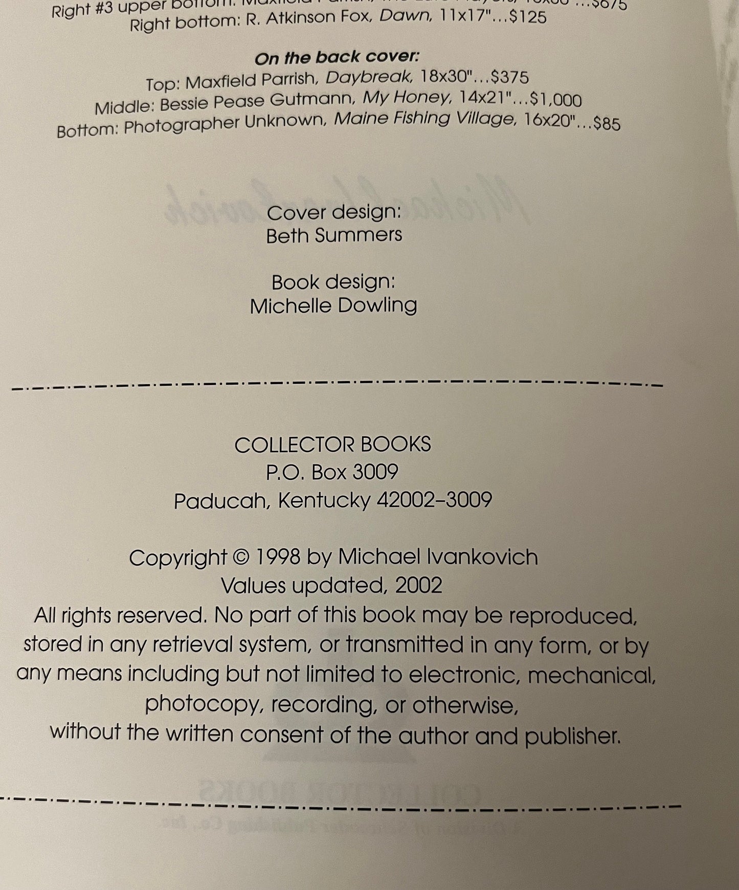 Collector’s Value Guide to Early 20th Century American Prints Book, by Michael Ivankovich 1998, Lover Antiques and Vintage