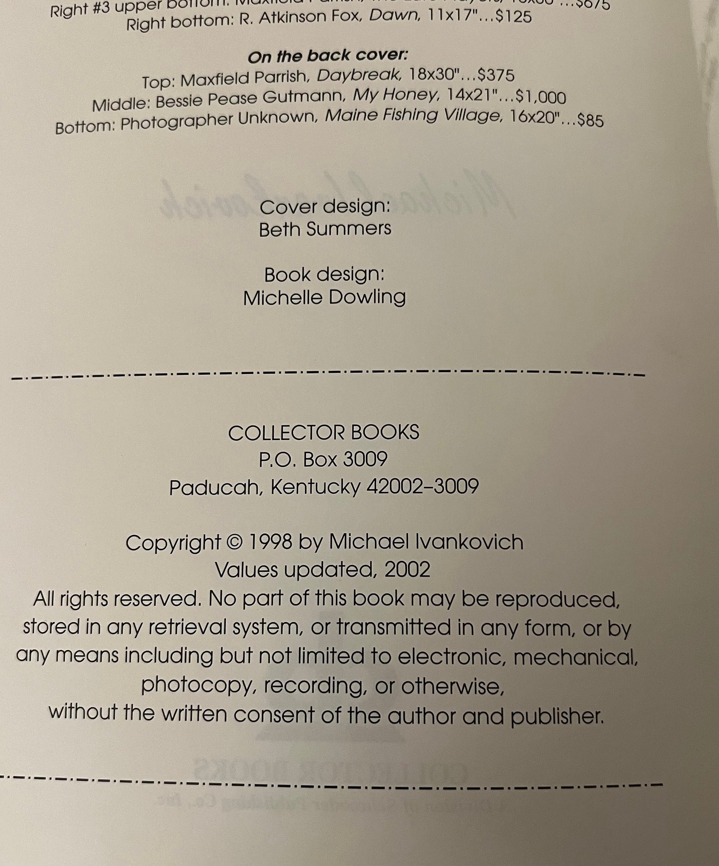 Collector’s Value Guide to Early 20th Century American Prints Book, by Michael Ivankovich 1998, Lover Antiques and Vintage