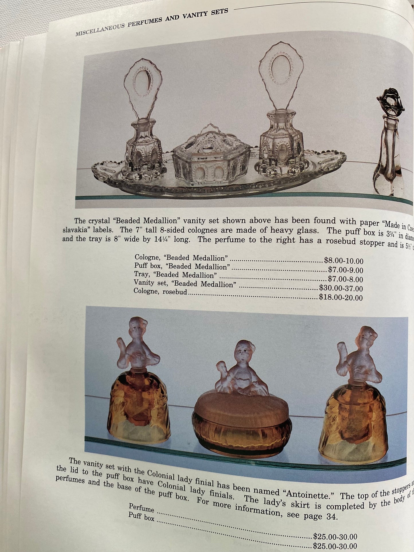 Bedroom & Bathroom Glassware of the Depression Years Fenton Cambridge Akro Agate Powder Jars Book Guide Lover Antiques and Vintage