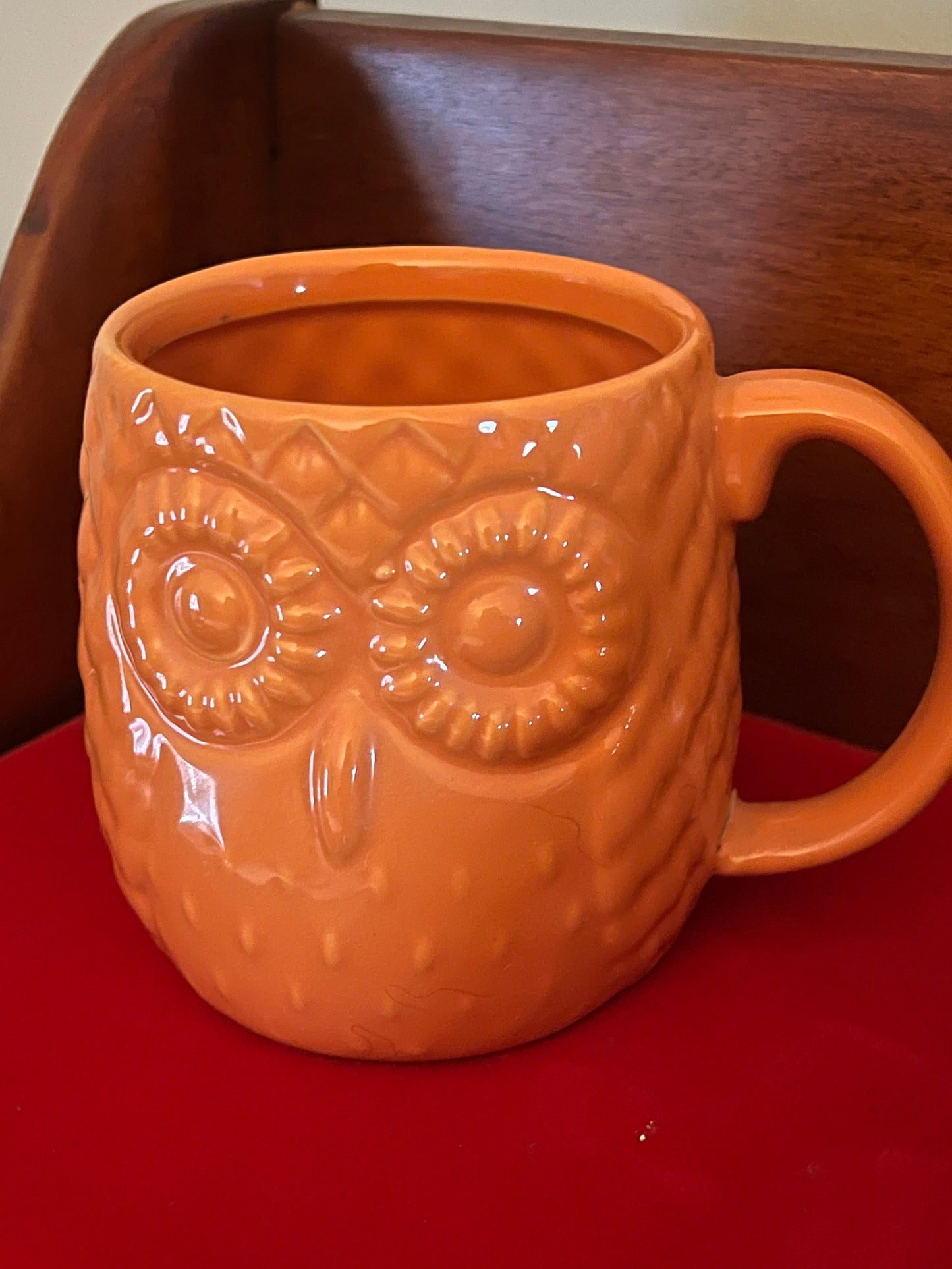 Pretty Orange Owl Mug, Coffee Cup, Tea Cup, Lover Antiques and Vintage