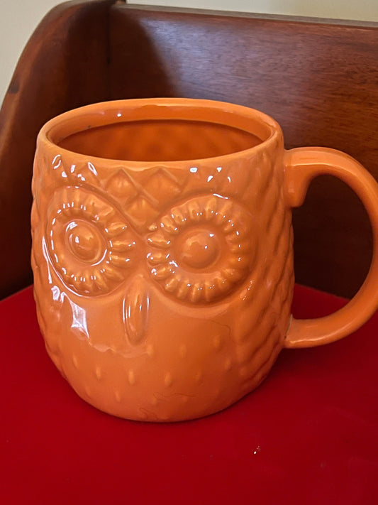 Pretty Orange Owl Mug, Coffee Cup, Tea Cup, Lover Antiques and Vintage
