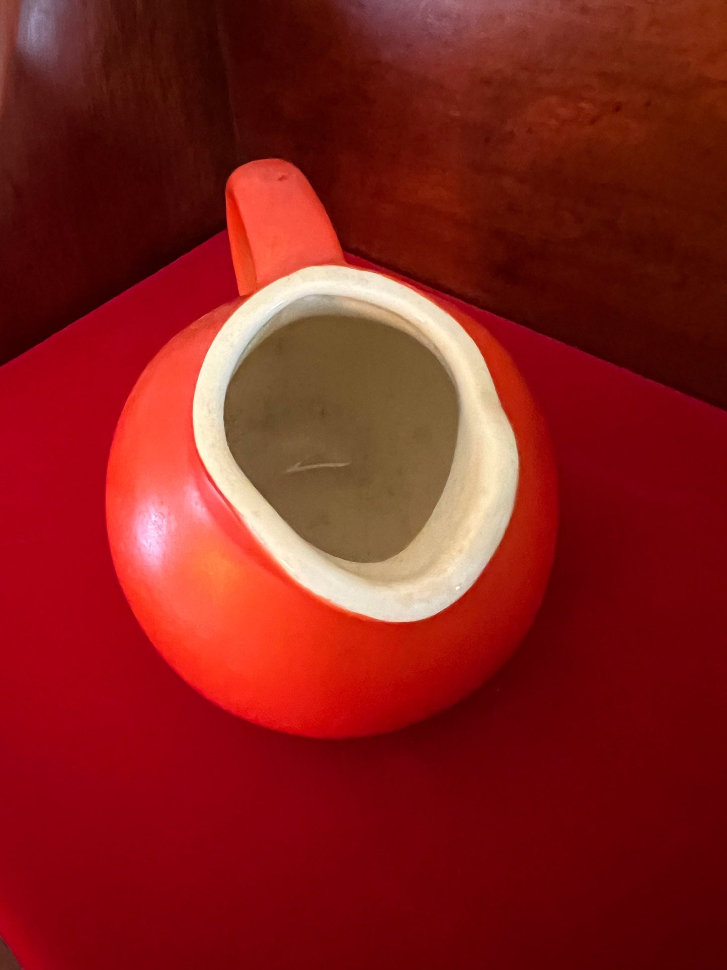 Vintage Cameron Clay Products Miniature Orange Pitcher, Clay Pitcher, Orange Pot, Lover Antiques and Vintage