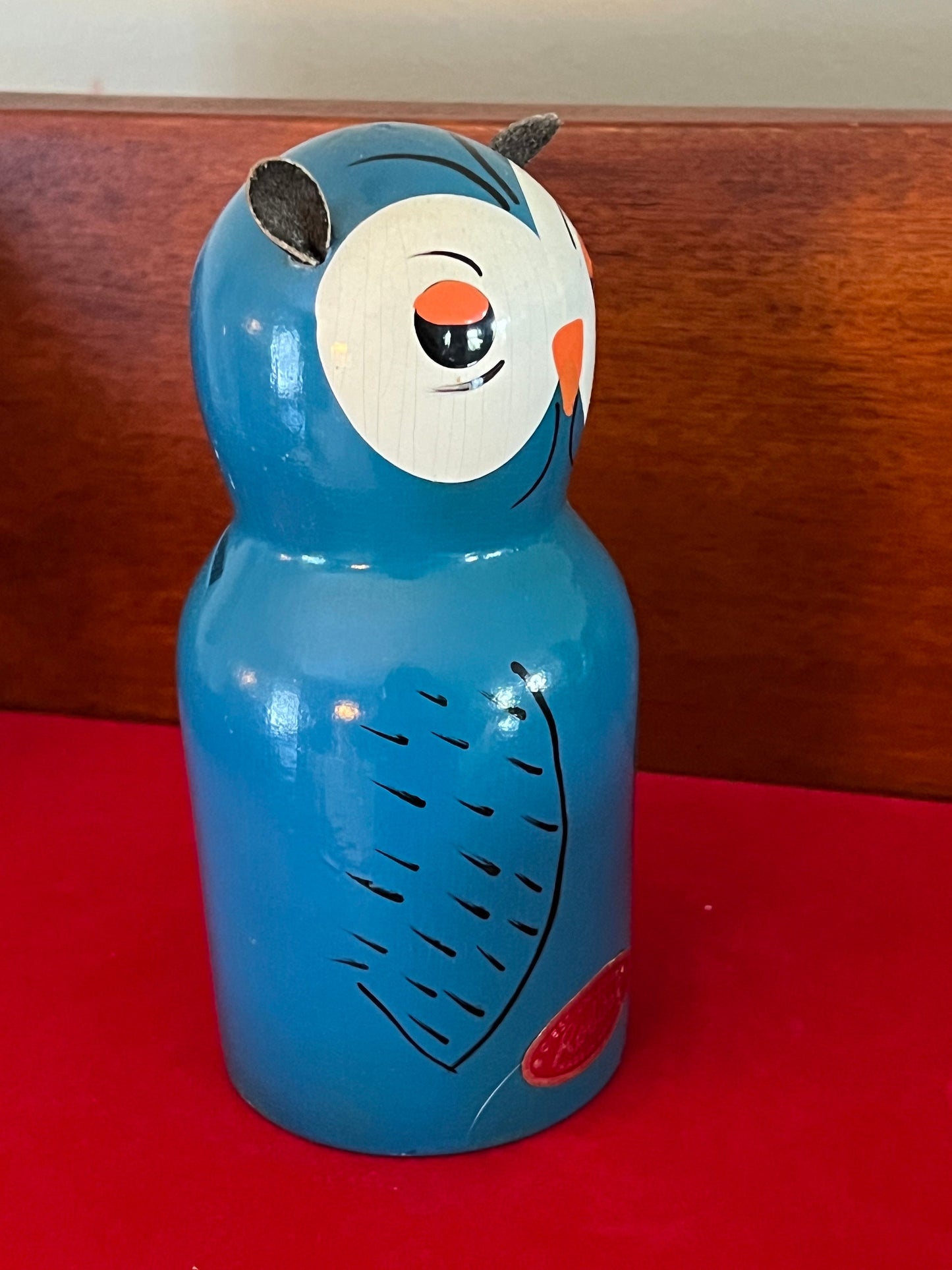 Vintage Robdal Owl Coin Bank, Blue Owl Bank, Robdal of France, Owl Figurine Bank, Lover Antiques and Vintage