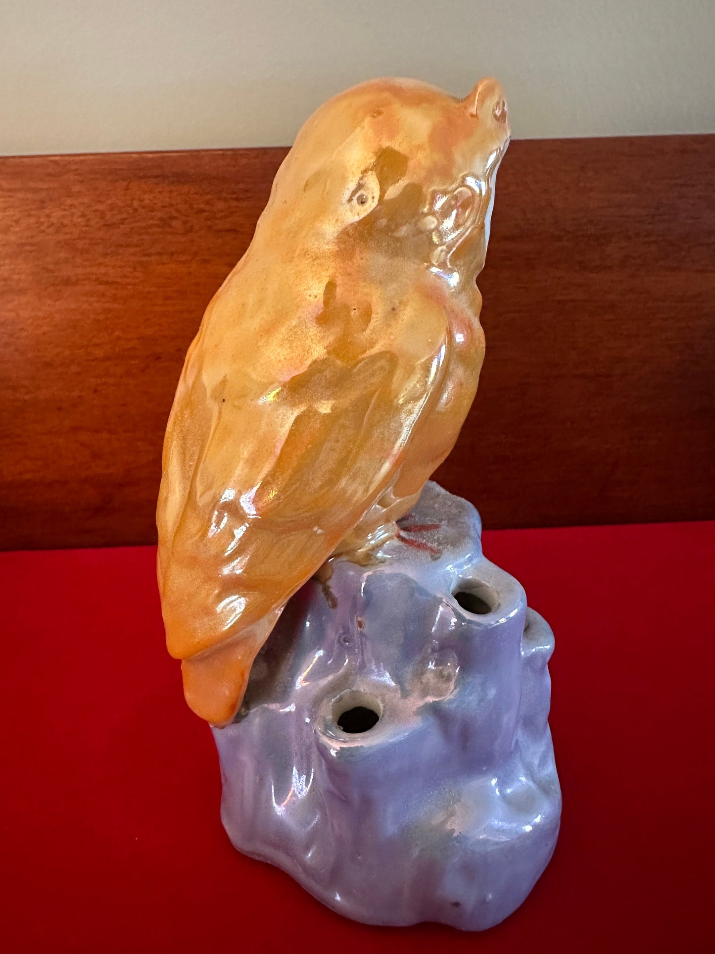 Vintage Owl Flower Frog Lustre Statue, Made in Japan, Owl Flower Frog Figurine, Lover Antiques and Vintage