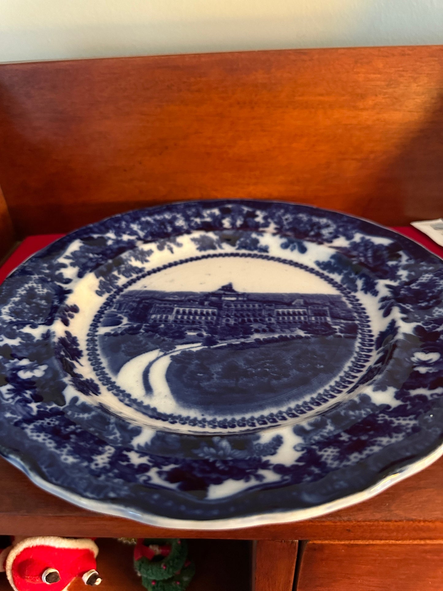WM Adams Co “Congreggsional Library Washington” Flow Blue Plate, Made in England, Lover Antiques and Vintage