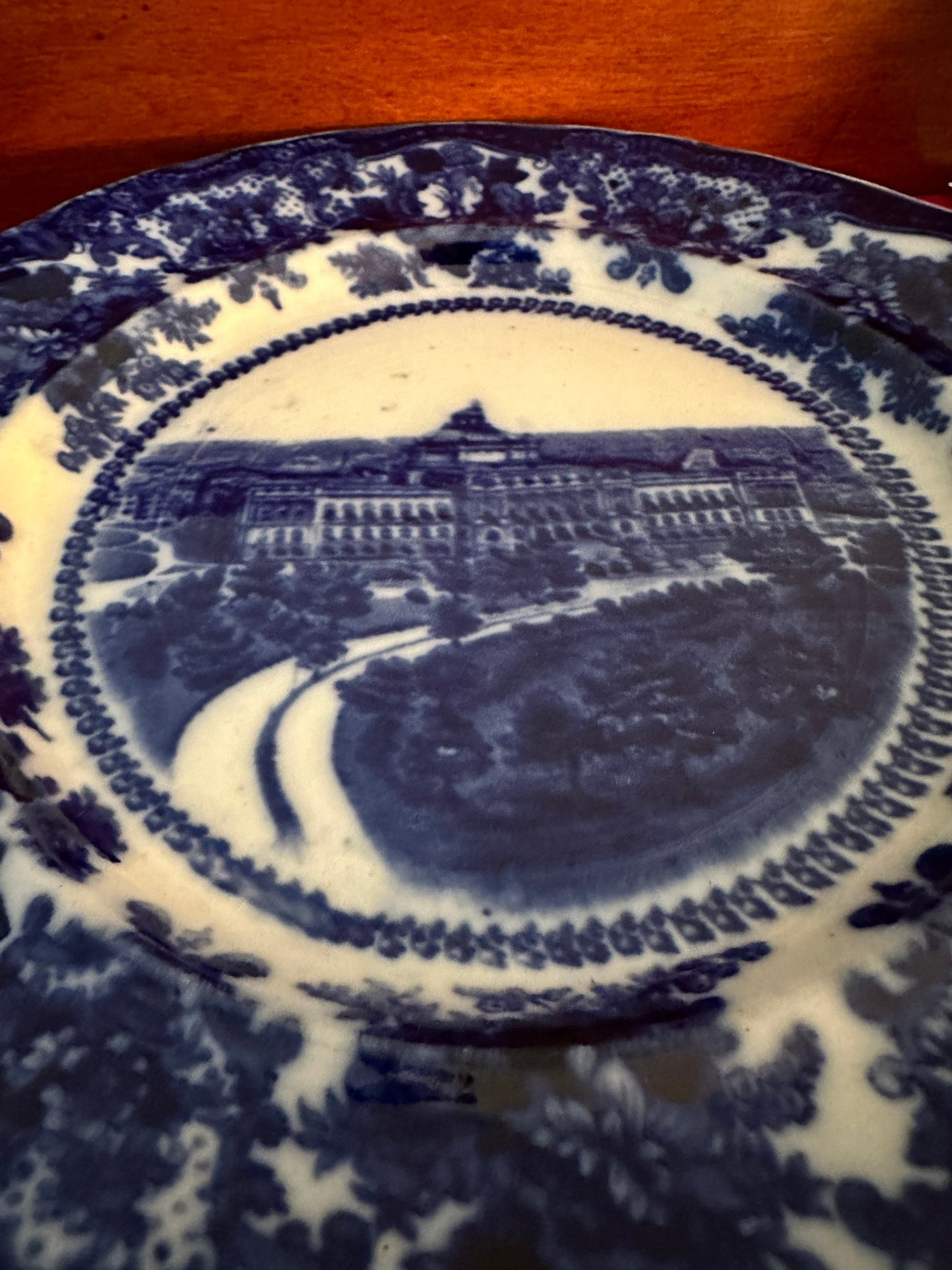 WM Adams Co “Congreggsional Library Washington” Flow Blue Plate, Made in England, Lover Antiques and Vintage