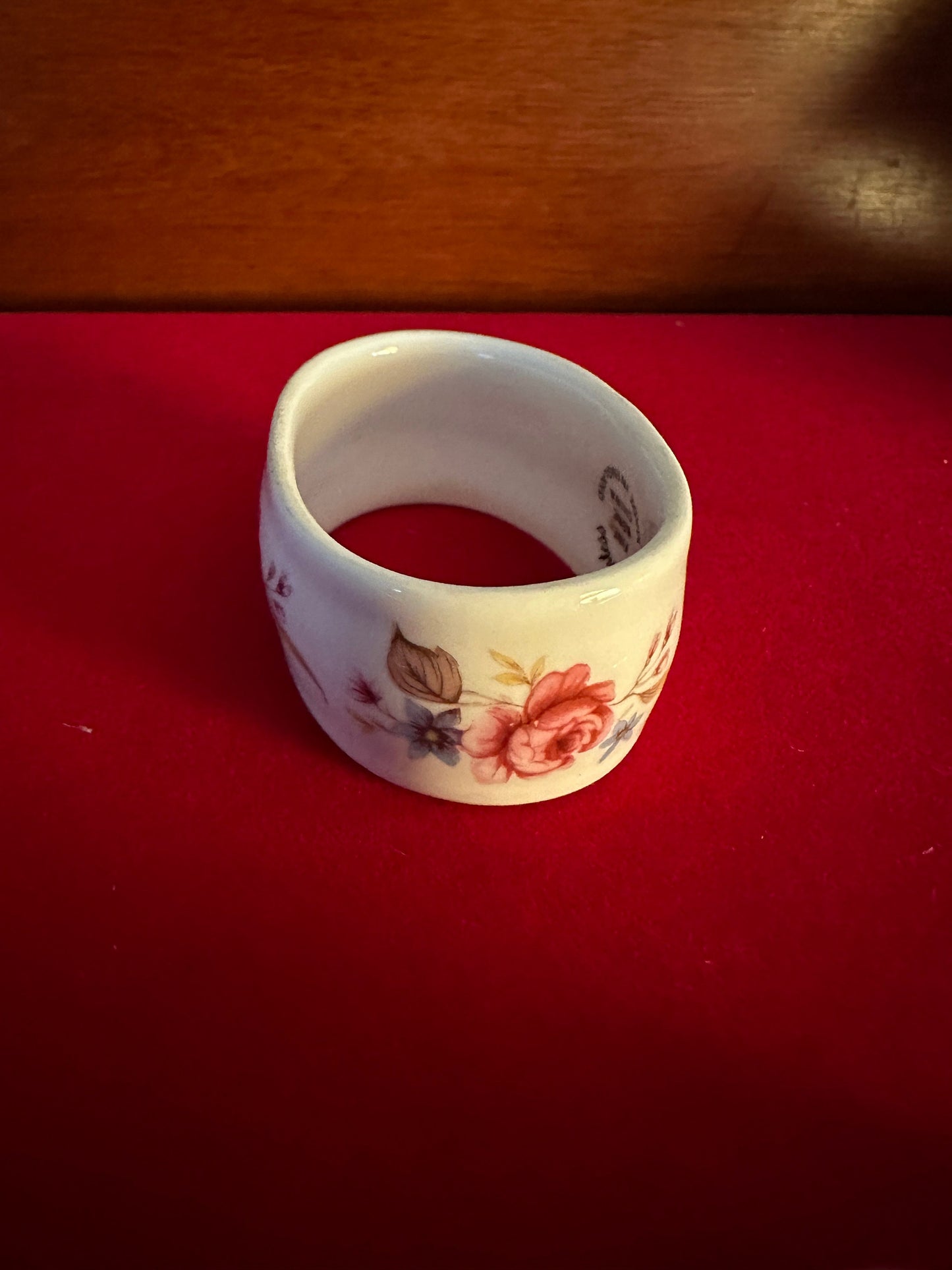 Vintage Countess Fine Bone China Rose Napkin Holder Ring, Made in England, Hand Painted Rose & Flowers, Lover Antiques and Vintage