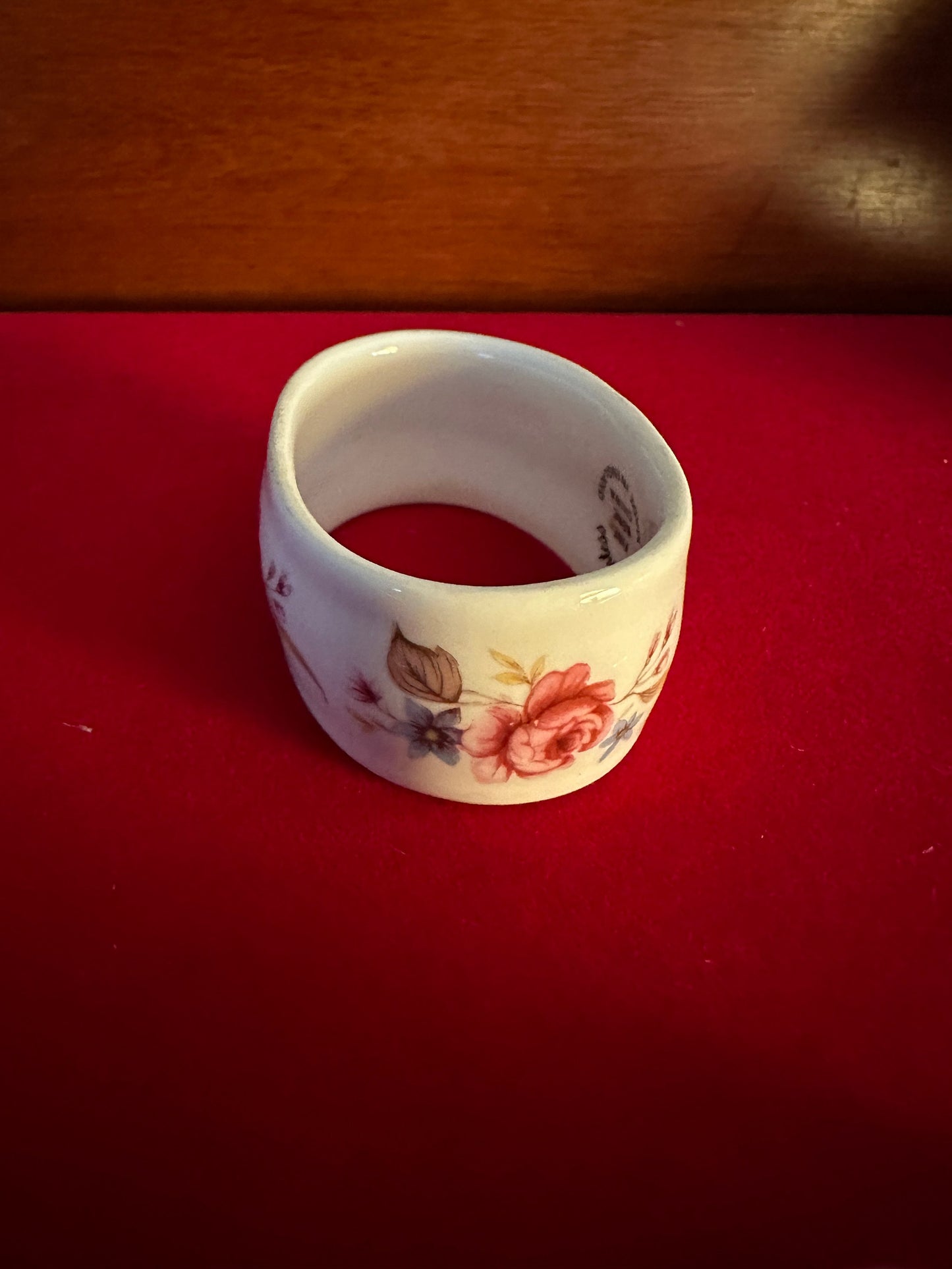 Vintage Countess Fine Bone China Rose Napkin Holder Ring, Made in England, Hand Painted Rose & Flowers, Lover Antiques and Vintage