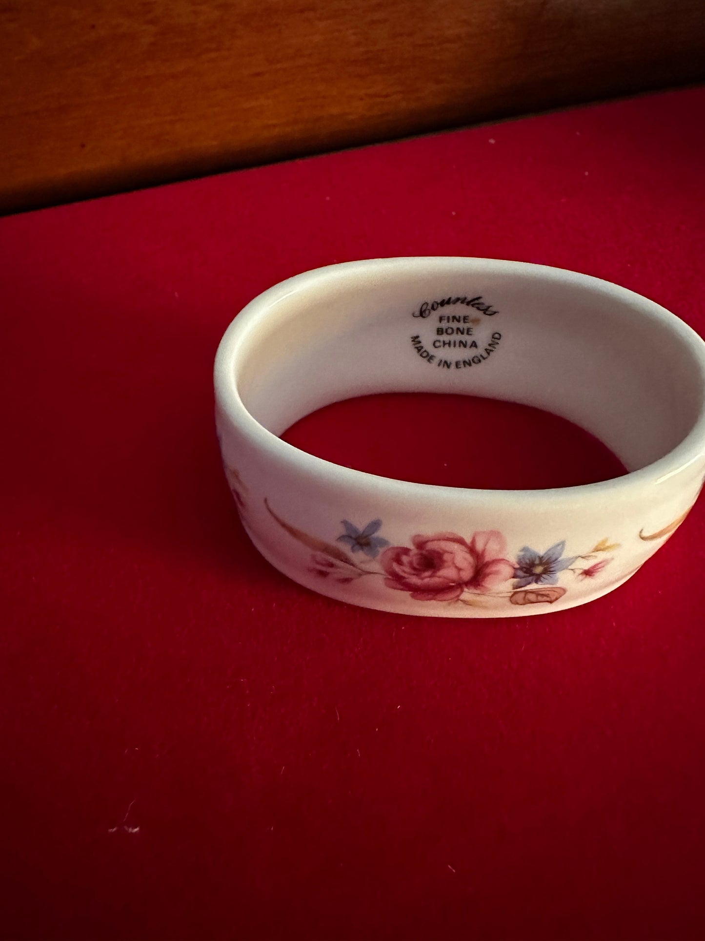 Vintage Countess Fine Bone China Rose Napkin Holder Ring, Made in England, Hand Painted Rose & Flowers, Lover Antiques and Vintage