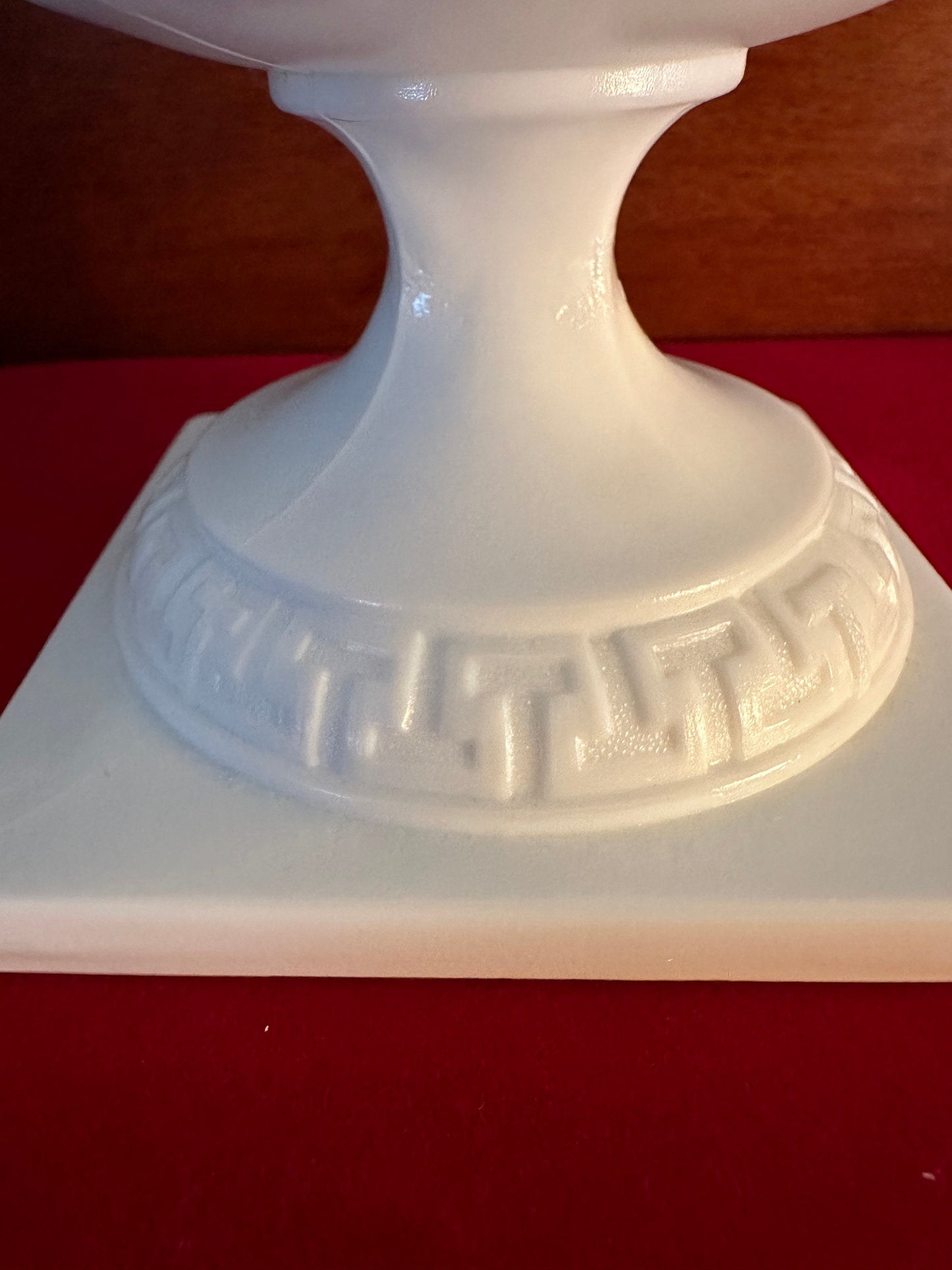 Vintage Milk Glass Urn Style Vase Planter Square Base Container Rimmed with Greek Key Lover Antiques and Vintage