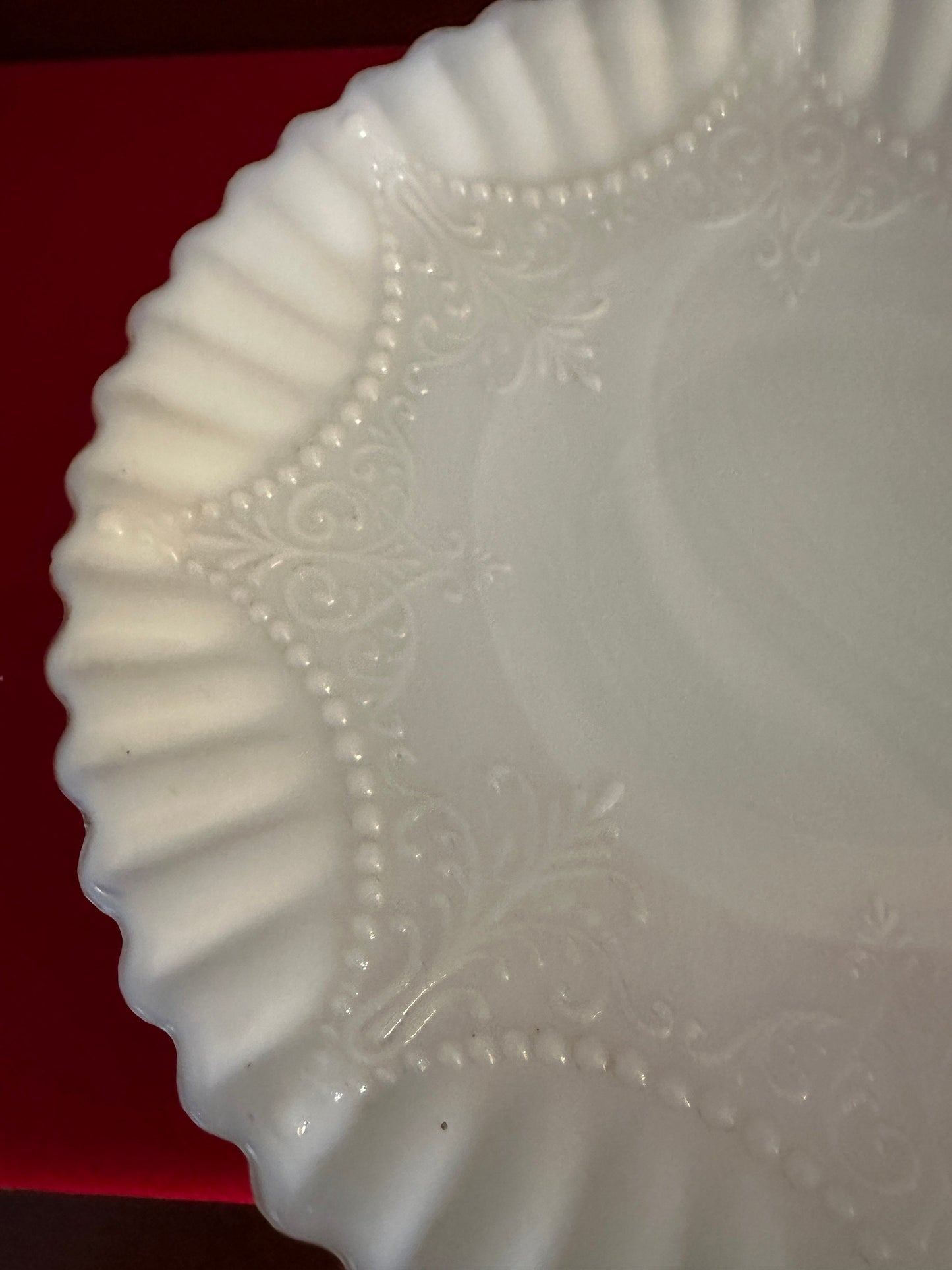 Depression Milk Glass White Monax Petalware Salad Plate, 8” Lace Pattern White Special Glass Plate Lover Antiques and Vintage