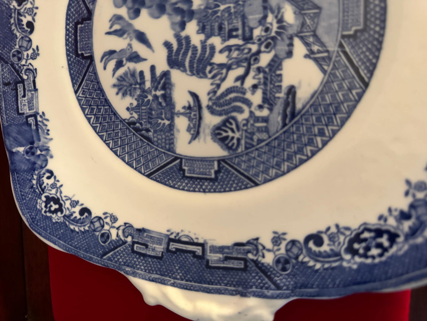 Antique Royal Staffordshire Blue & White Square Cake Plate, Willow Pattern Square Platter, Lover Antiques and Vintage