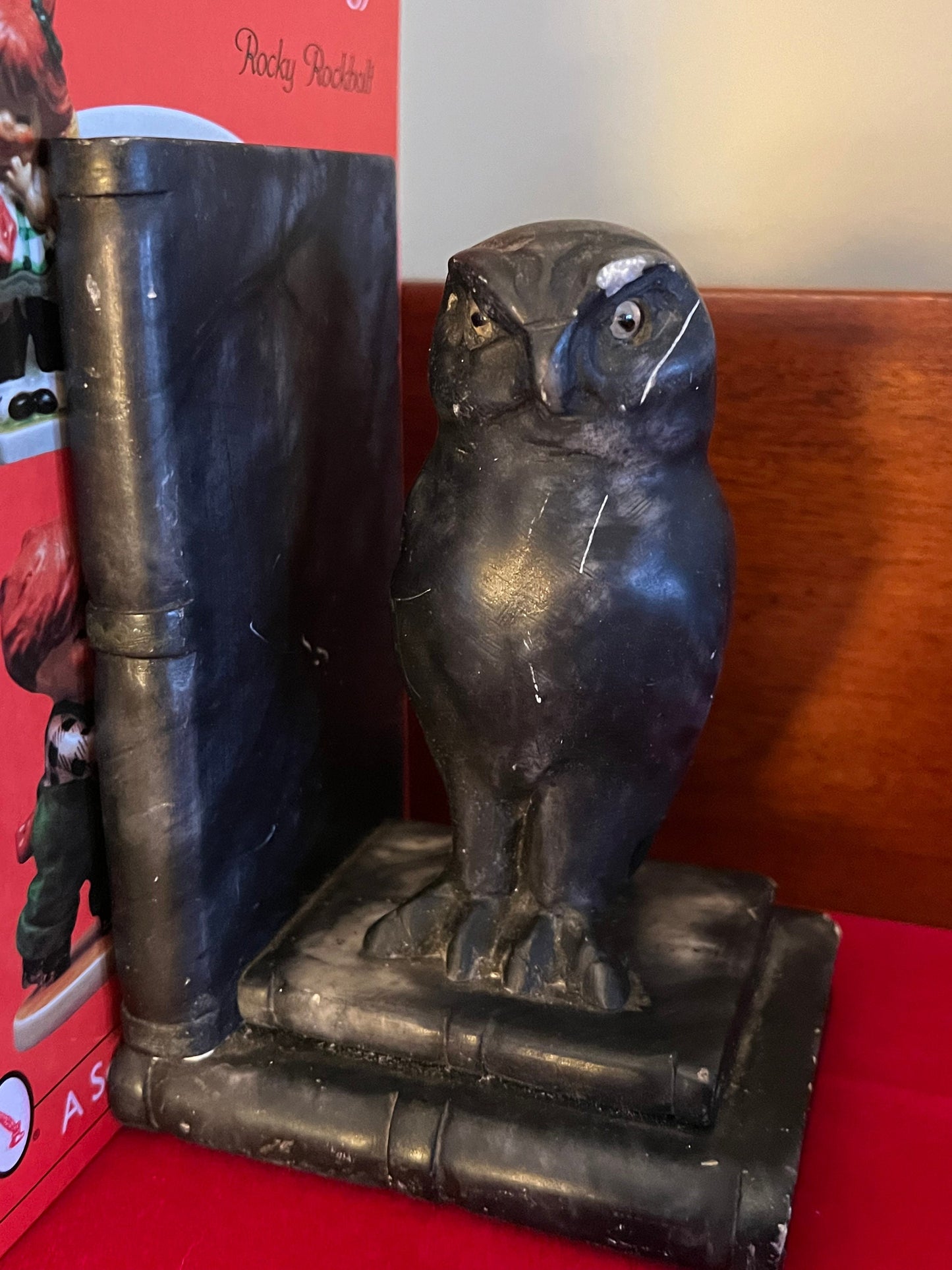 Vintage Owl and Book Bookend, Heavy Owl Black Bookend, Owl Bookend, Book Helper, Lover Antiques and Vintage