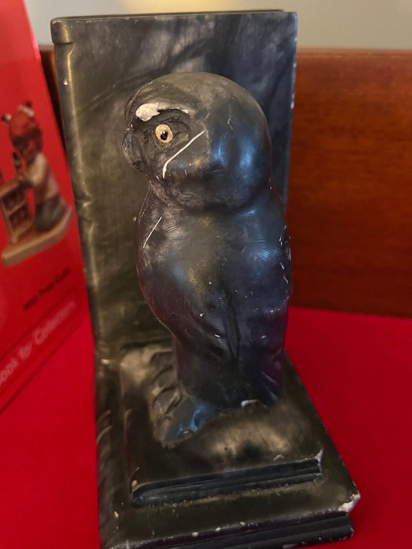 Vintage Owl and Book Bookend, Heavy Owl Black Bookend, Owl Bookend, Book Helper, Lover Antiques and Vintage