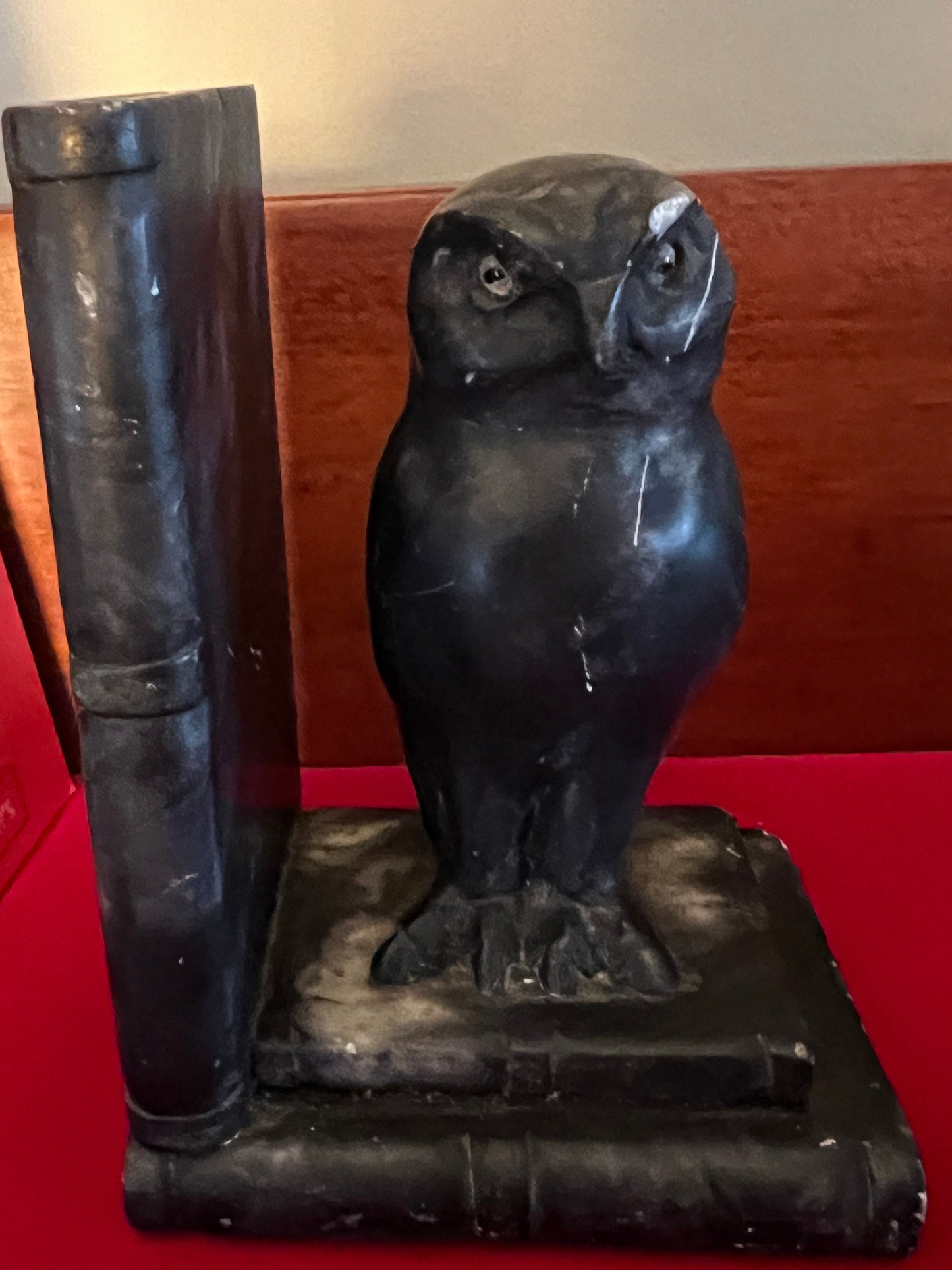 Vintage Owl and Book Bookend, Heavy Owl Black Bookend, Owl Bookend, Book Helper, Lover Antiques and Vintage