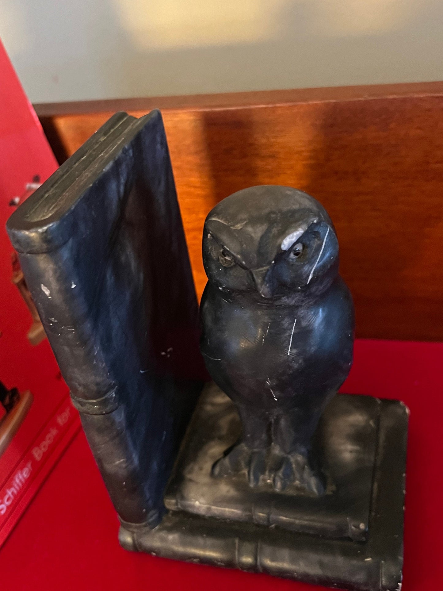 Vintage Owl and Book Bookend, Heavy Owl Black Bookend, Owl Bookend, Book Helper, Lover Antiques and Vintage