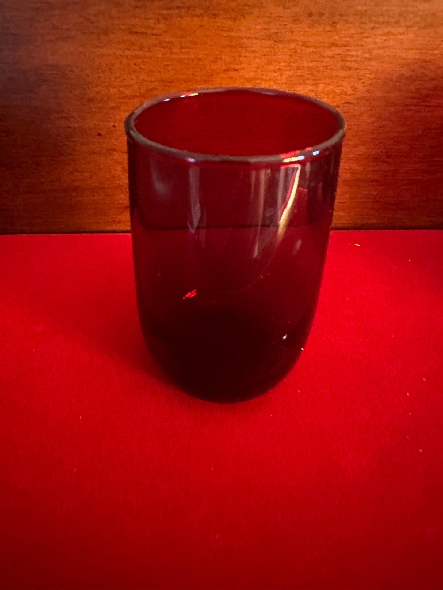 Vintage Ruby Red Glass Cup, Cute Red Glass Art, Lover Antiques and Vintage
