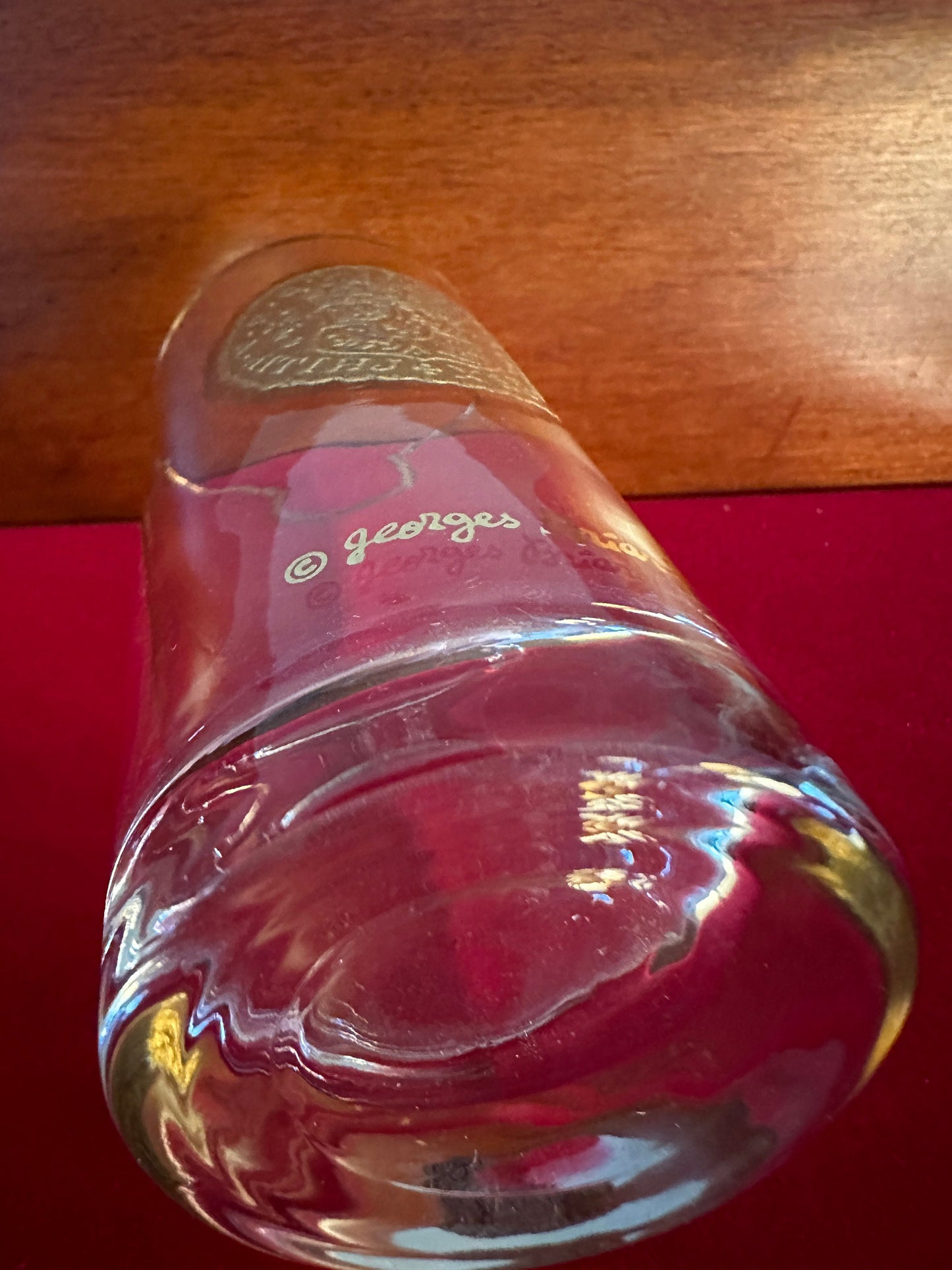 Vintage Georges Briard 24K Gold 5 1/2” Glass, 24K Glass High Ball Glass Dubloon Coin Design, Lover Antiques and Vintage