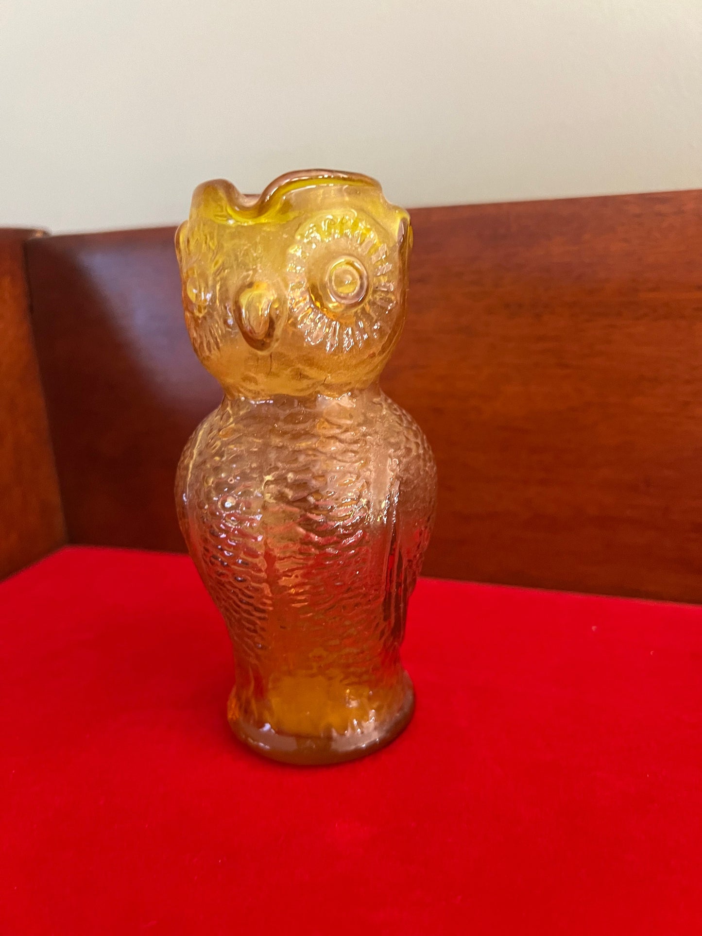 Vintage Amber Kanawha Owl Pitcher, Hand Blown Amber Owl Pitcher, Lover Antiques and Vintage