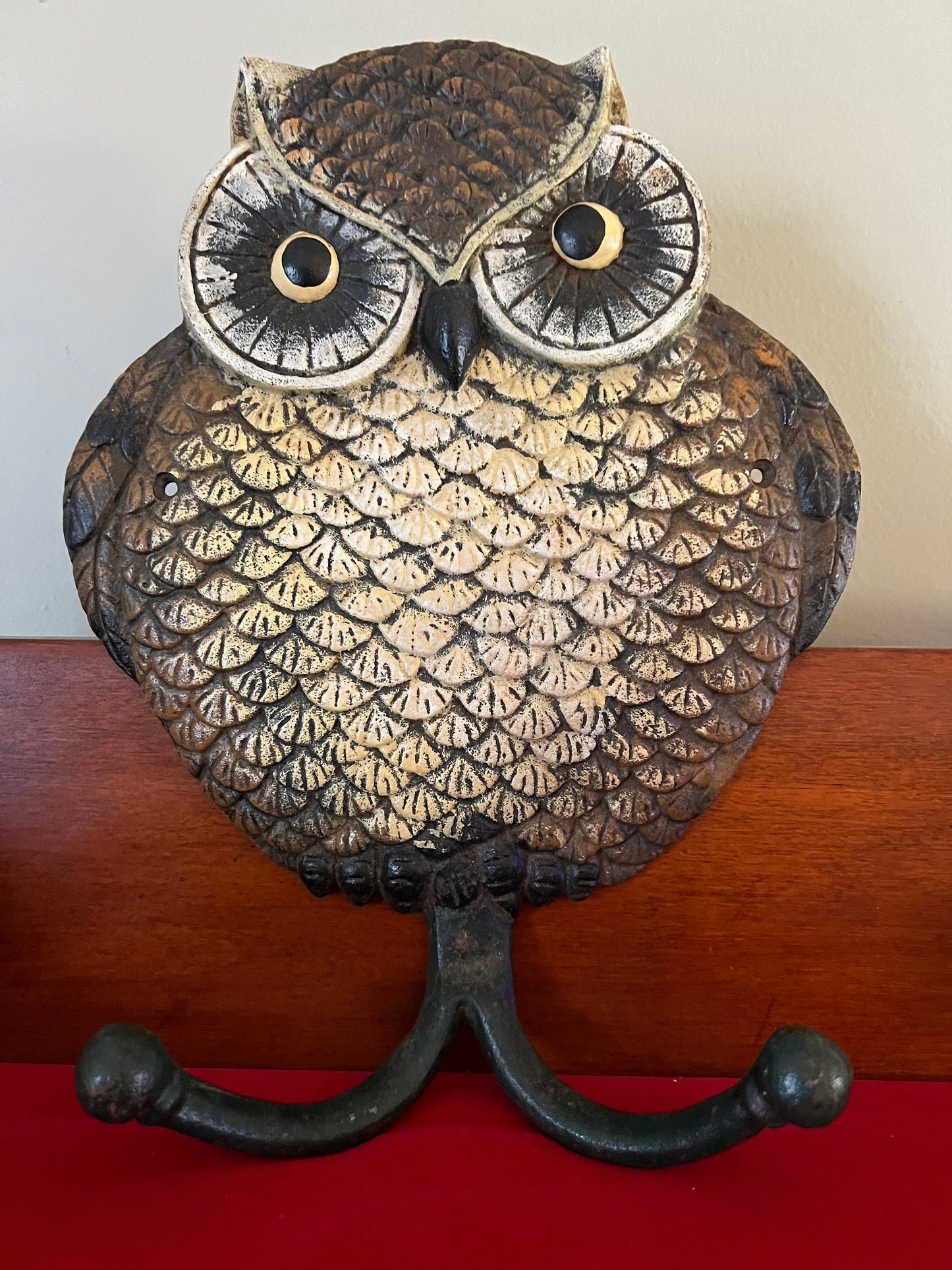 Vintage Cast Iron Owl Coat Holder, Cast Iron Owl Stand, Owl Holder Stand, Lover Antiques and Vintage