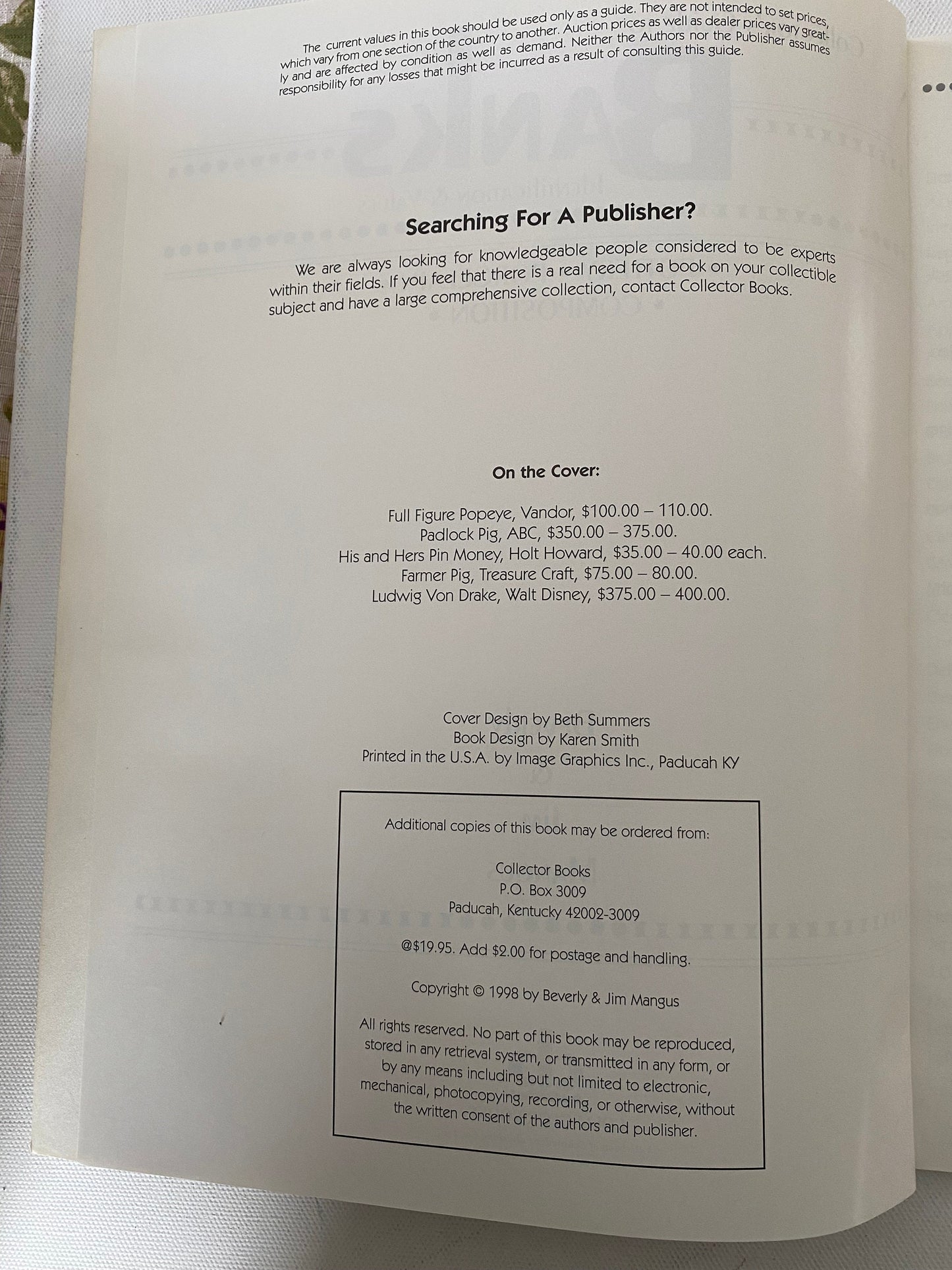 Collector’s Guide to Banks Book, Identification & Values, by Jim and Beverly Mangus, Lover Antiques and Vintage