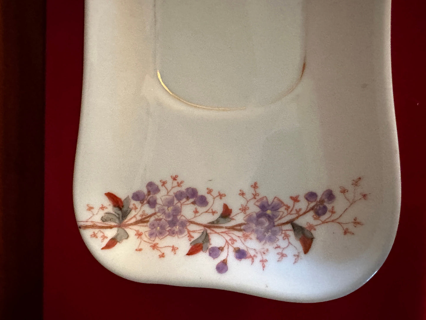 Antique Gutherz Carlsbad Porcelain Purple Florals Dish Tray, Stamped 1460 43, Lover Antiques and Vintage