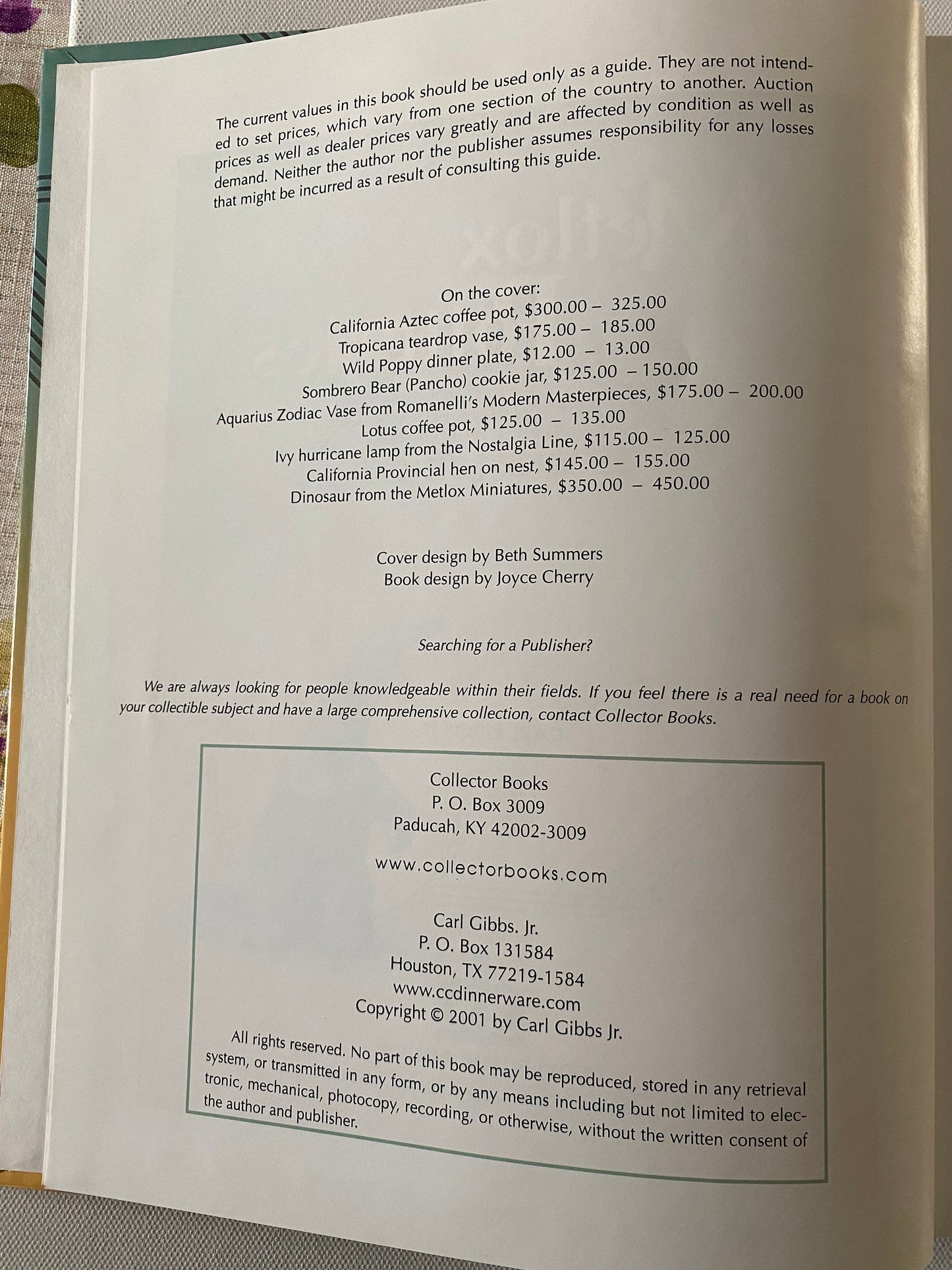 Collector’s Encyclopedia of Metlox Potteries Identification and Values Second Edition, by Carl Gibbs Jr., Lover Antiques and Vintage