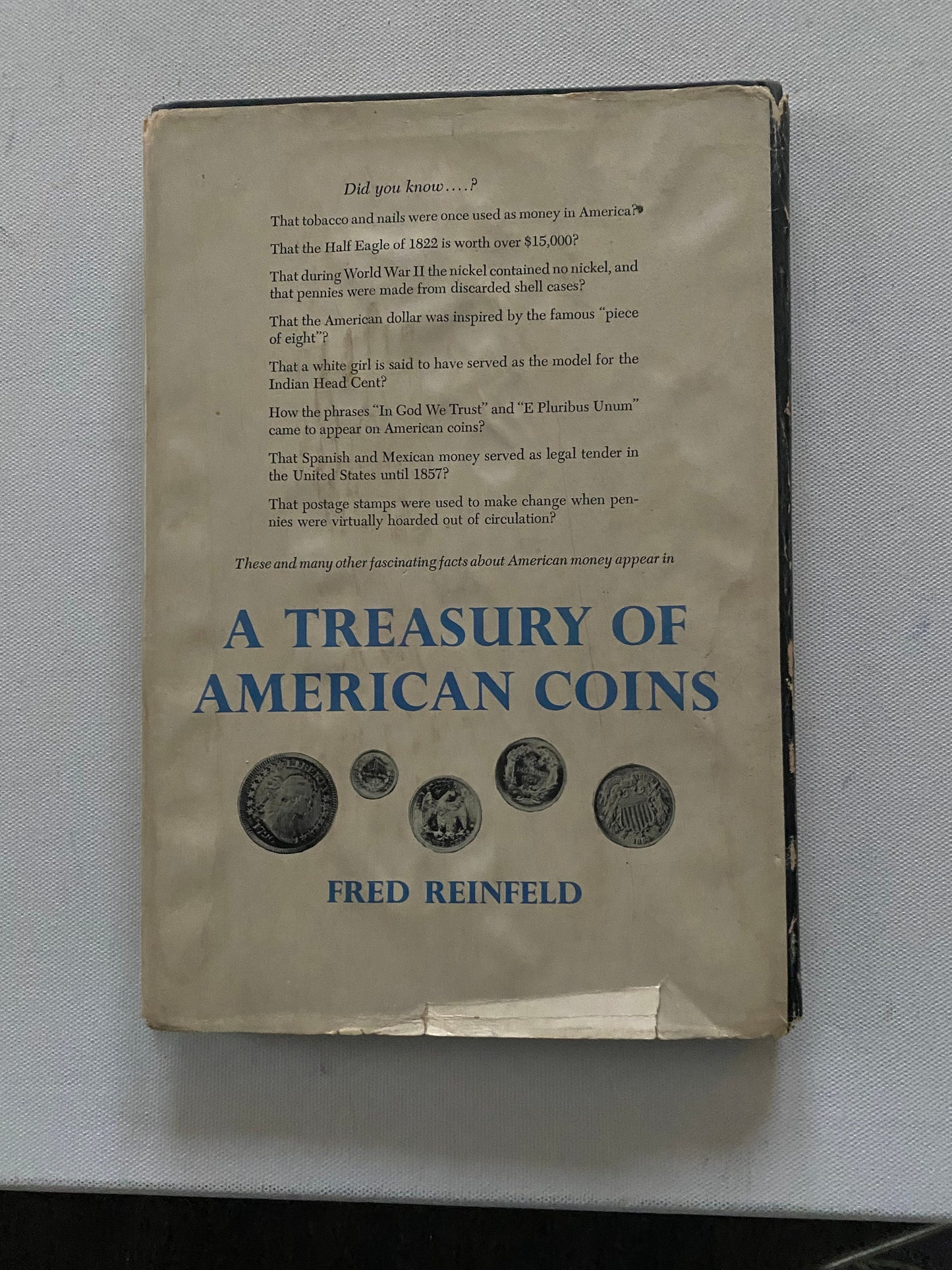 A Treasury of American Coins Book, Coin Guide Book, by Fred Reinfeld, Lover Antiques and Vintage