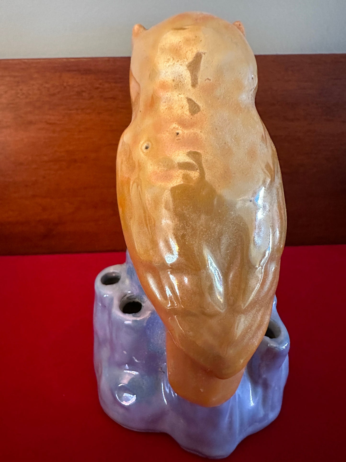 Vintage Owl Flower Frog Lustre Statue, Made in Japan, Owl Flower Frog Figurine, Lover Antiques and Vintage