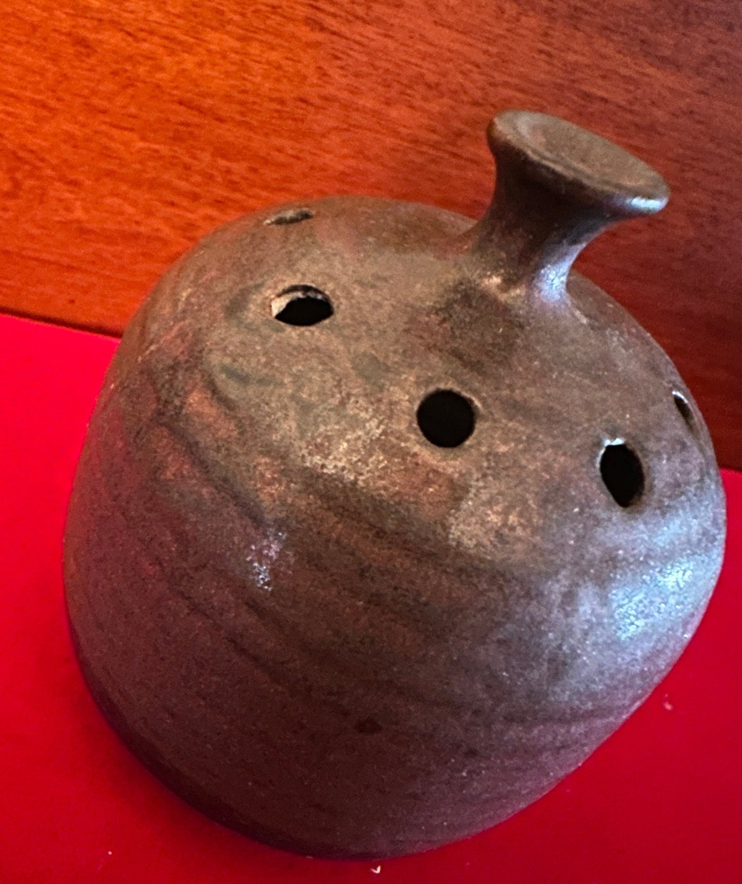 Vintage Pottery Flower Frog, Takahashi San Francisco, Japan, Brown Pottery Flower Frog Vase, Lover Antiques and Vintage