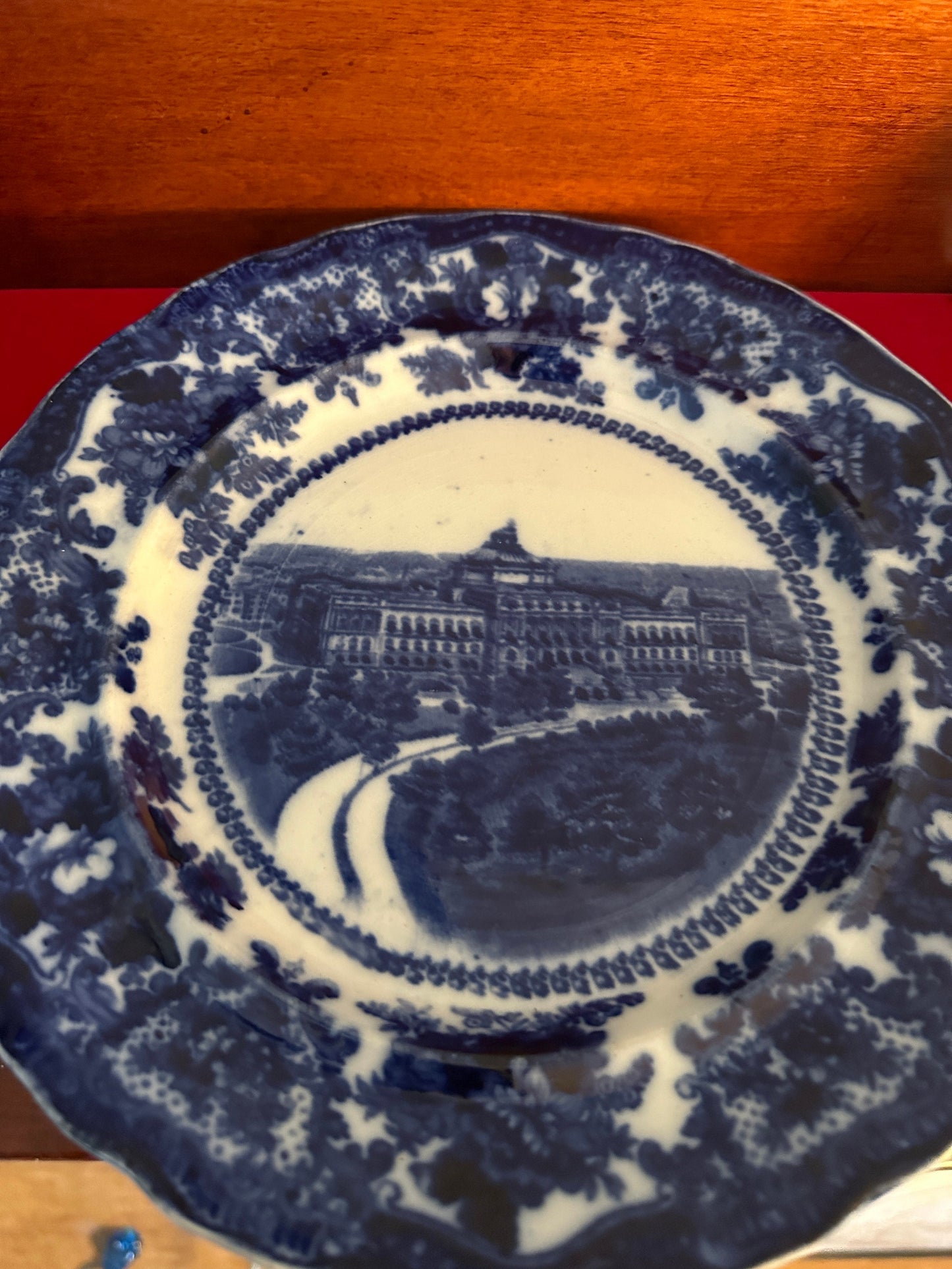 WM Adams Co “Congreggsional Library Washington” Flow Blue Plate, Made in England, Lover Antiques and Vintage