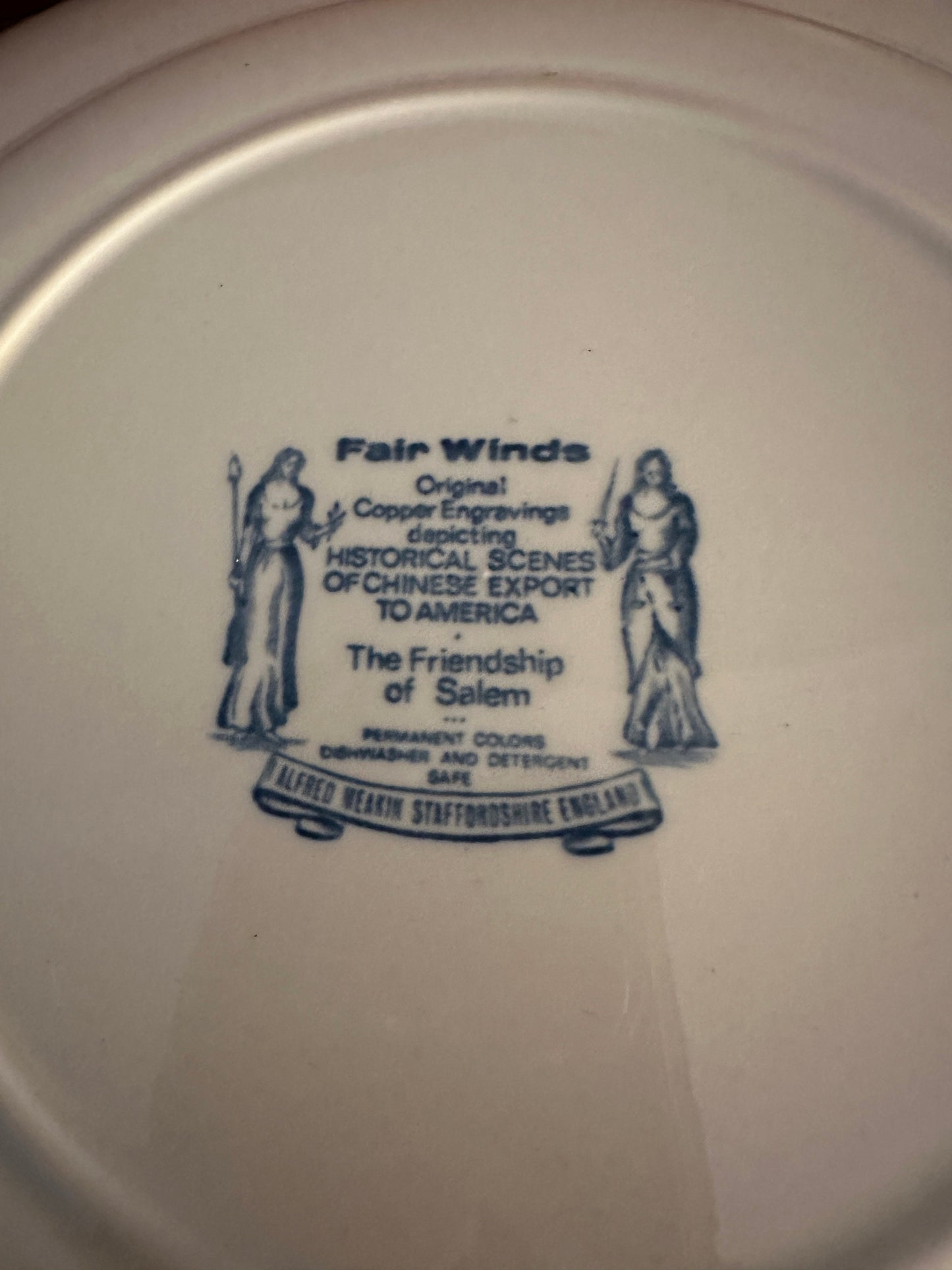 Vintage Alfred Meakin Ship Friendship of Salem, Fair Winds NY, Harbor Blue Dinner Plate, Wall Hanging, Lover Antiques and Vintage