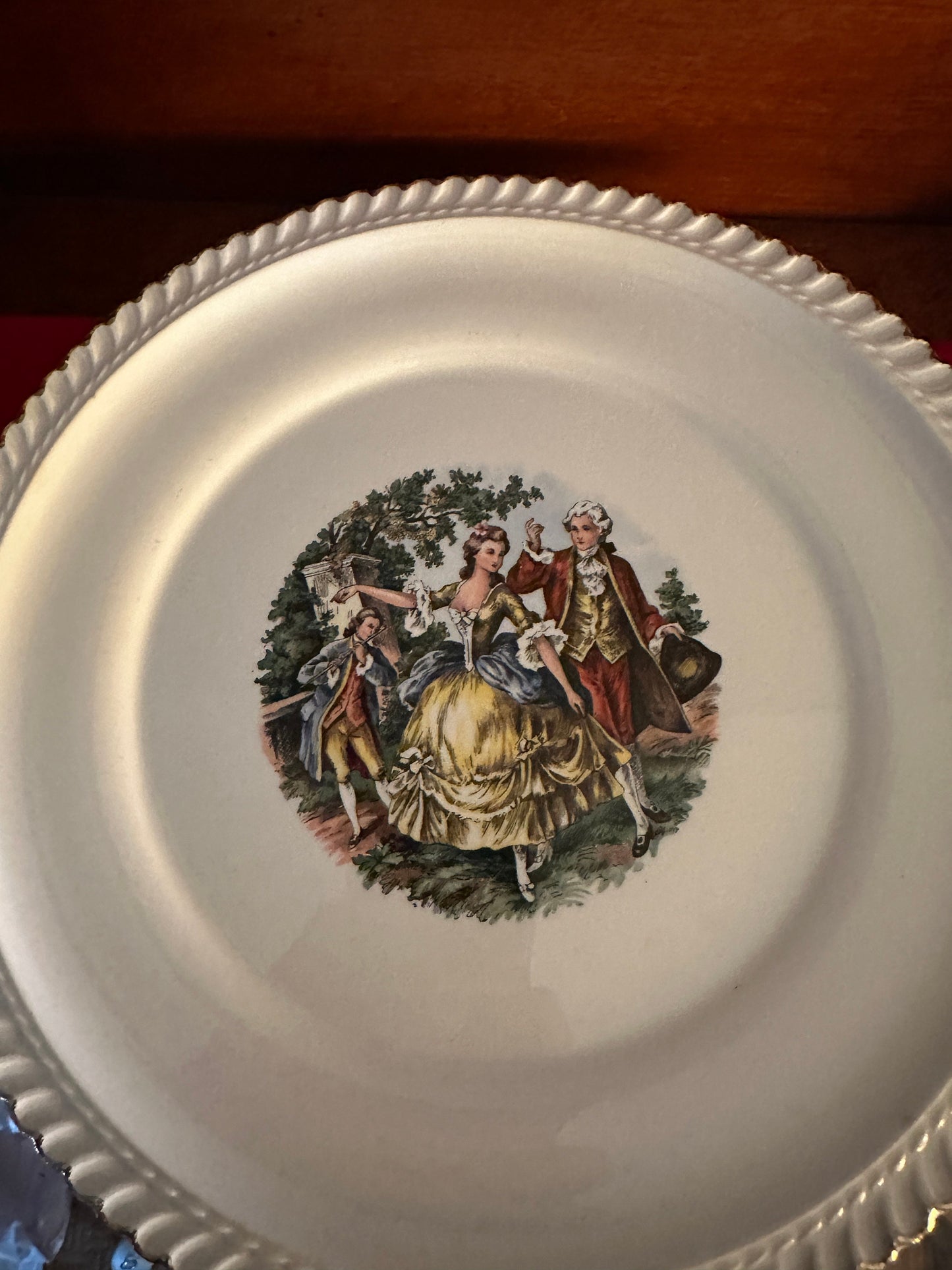 Vintage Harker Pottery Plate, Gödel Print Victorian Courting Couple 22K Gold Plate, Lover Antiques and Vintage