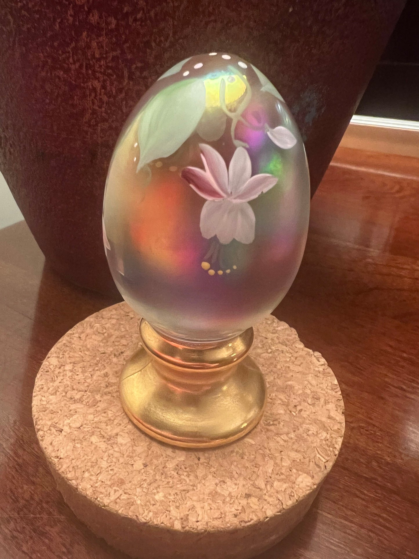 Vintage Fenton Hand Painted Glass Egg Paperweight, Lover Antiques & Vintage