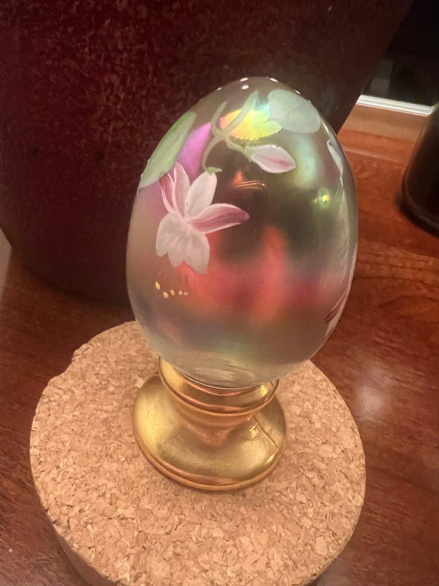Vintage Fenton Hand Painted Glass Egg Paperweight, Lover Antiques & Vintage