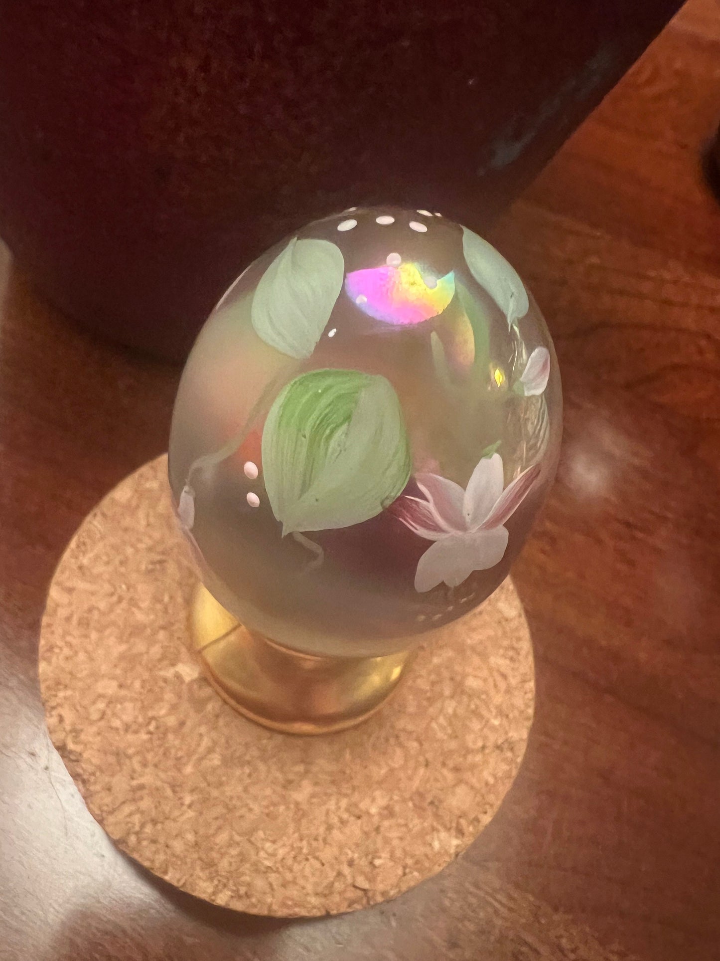 Vintage Fenton Hand Painted Glass Egg Paperweight, Lover Antiques & Vintage