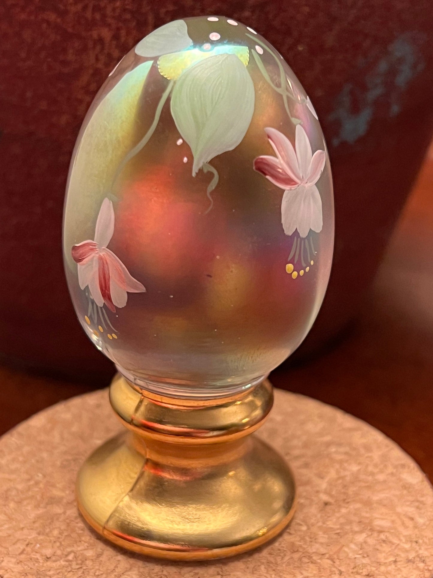 Vintage Fenton Hand Painted Glass Egg Paperweight, Lover Antiques & Vintage