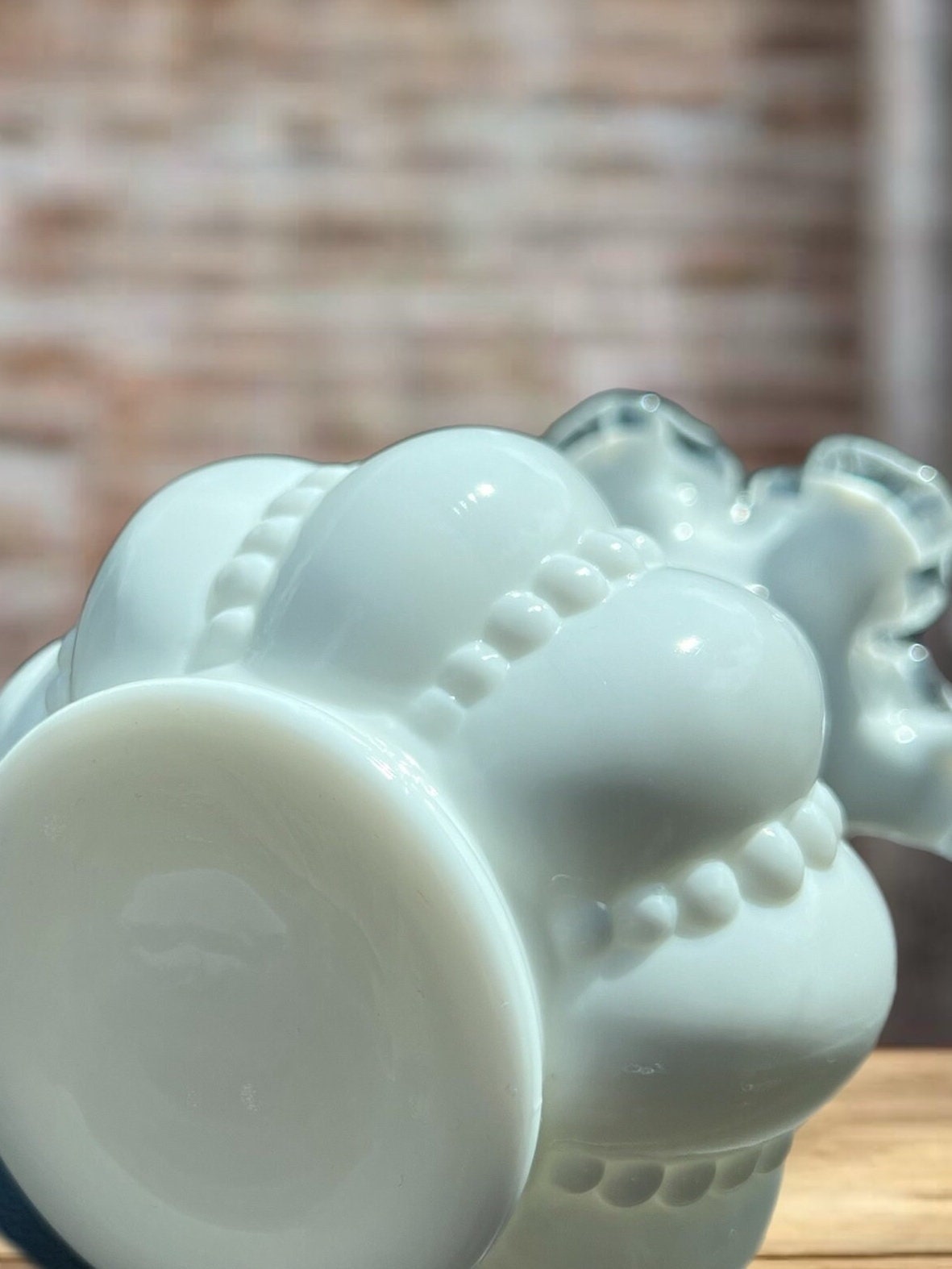 Vintage Fenton Silvercrest Beaded Melon Vase, Fenton White Milk Glass Vase, Lover Antiques and Vintage